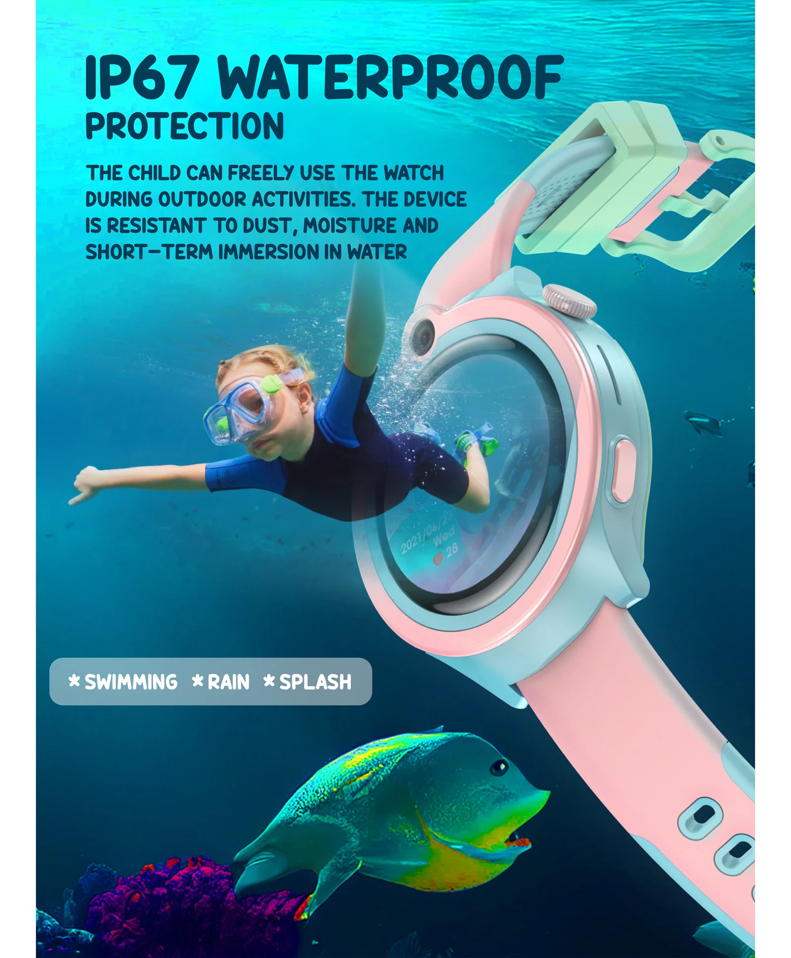 Spiky Cacus 4g Video & Voice Calling Smartwatch with GPS  - Pink - Image 5