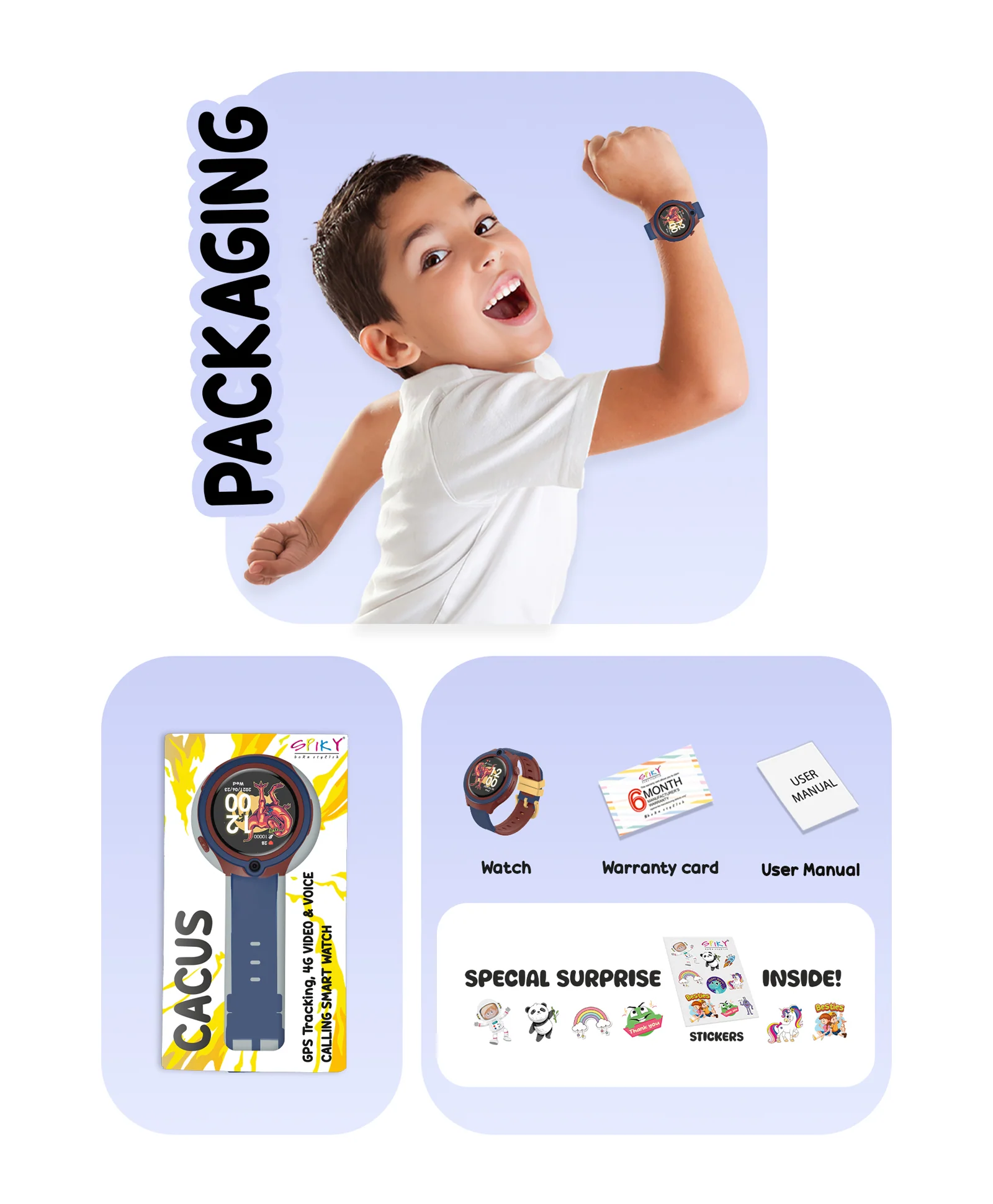 Spiky Cacus 4g Video & Voice Calling Smartwatch with GPS  - Purple - Image 30