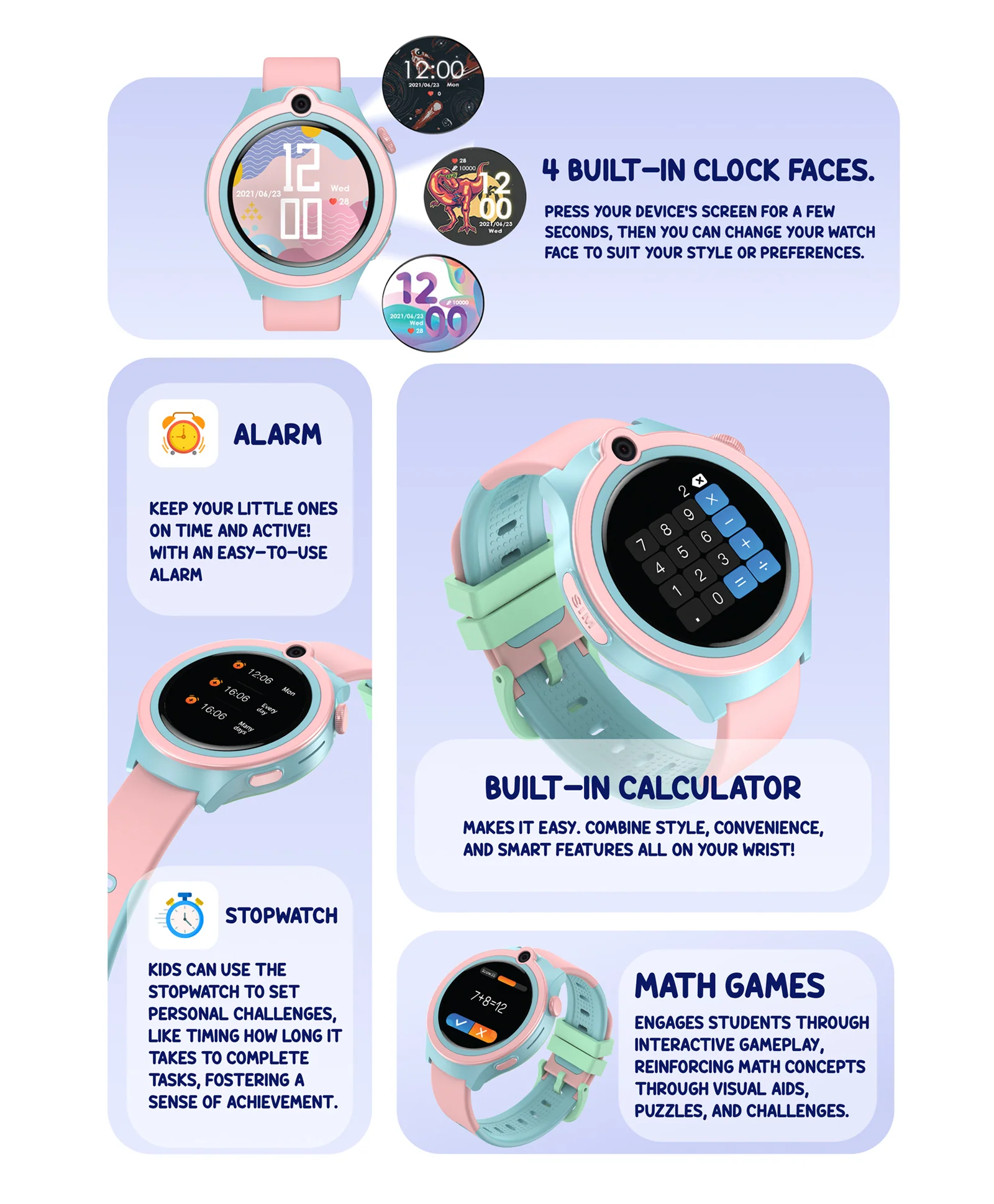 Spiky Cacus 4g Video & Voice Calling Smartwatch with GPS  - Purple - Image 36