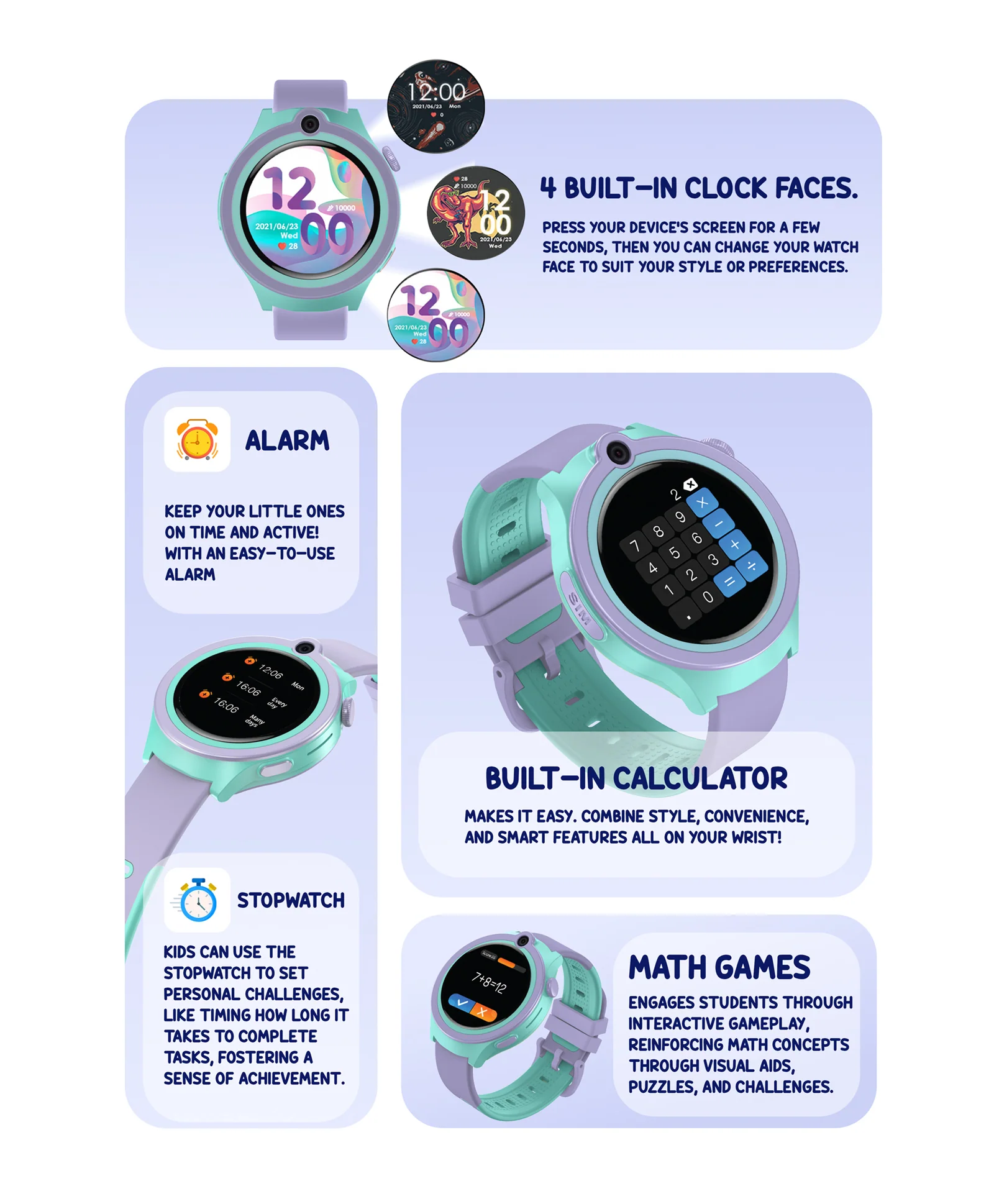 Spiky Cacus 4g Video & Voice Calling Smartwatch with GPS  - Purple - Image 6