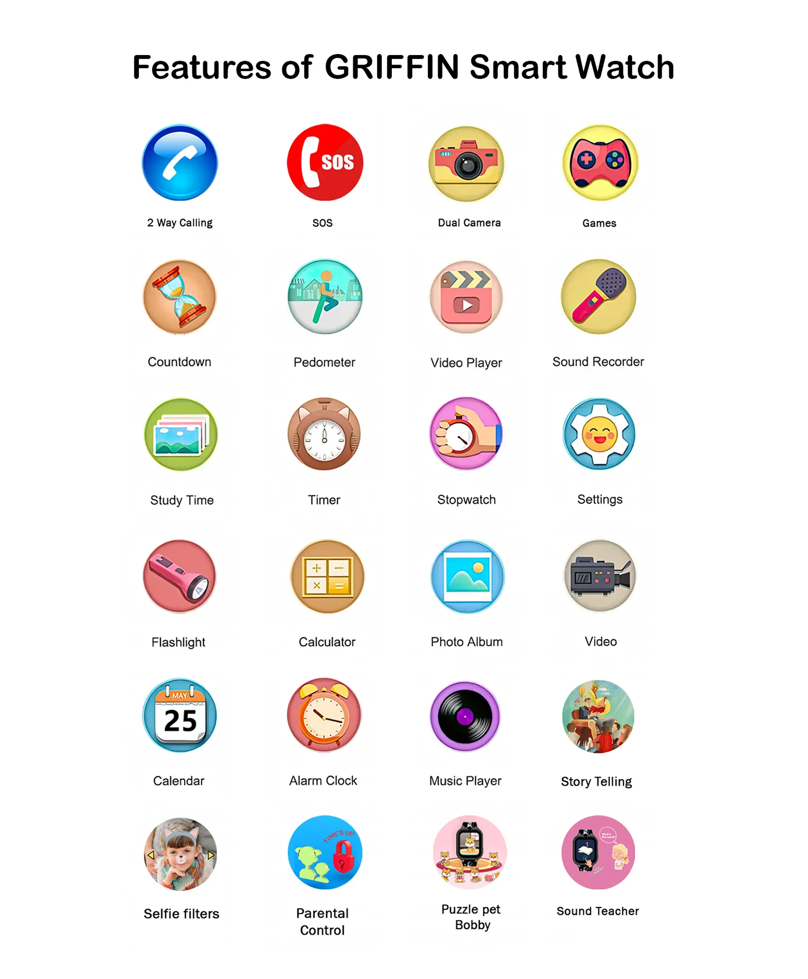 Spiky Griffin Calling Feature Loaded Smartwatch - Blue - Image 24