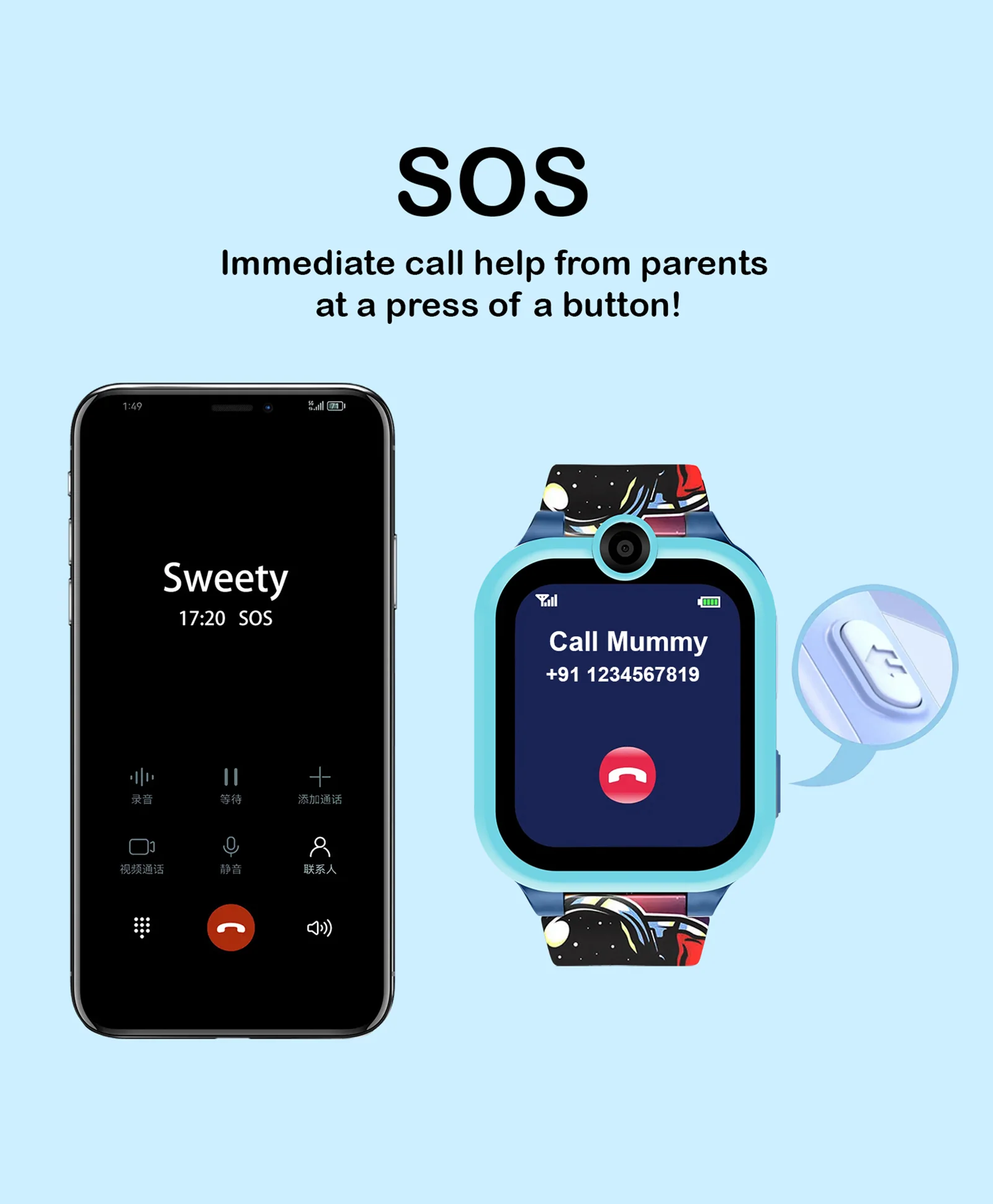 Spiky Griffin Calling Feature Loaded Smartwatch - Pink - Image 18