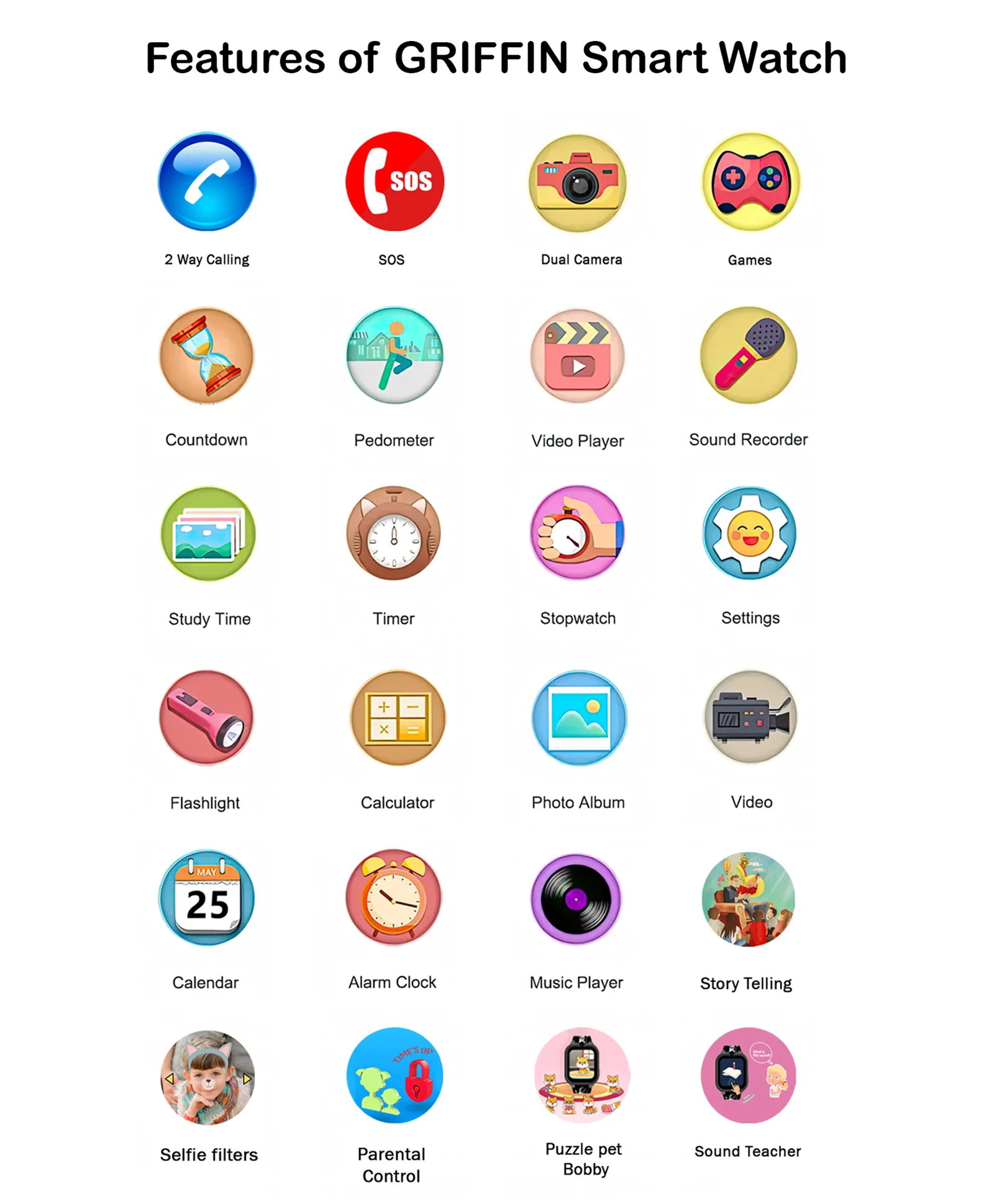 Spiky Griffin Calling Feature Loaded Smartwatch - Pink - Image 25