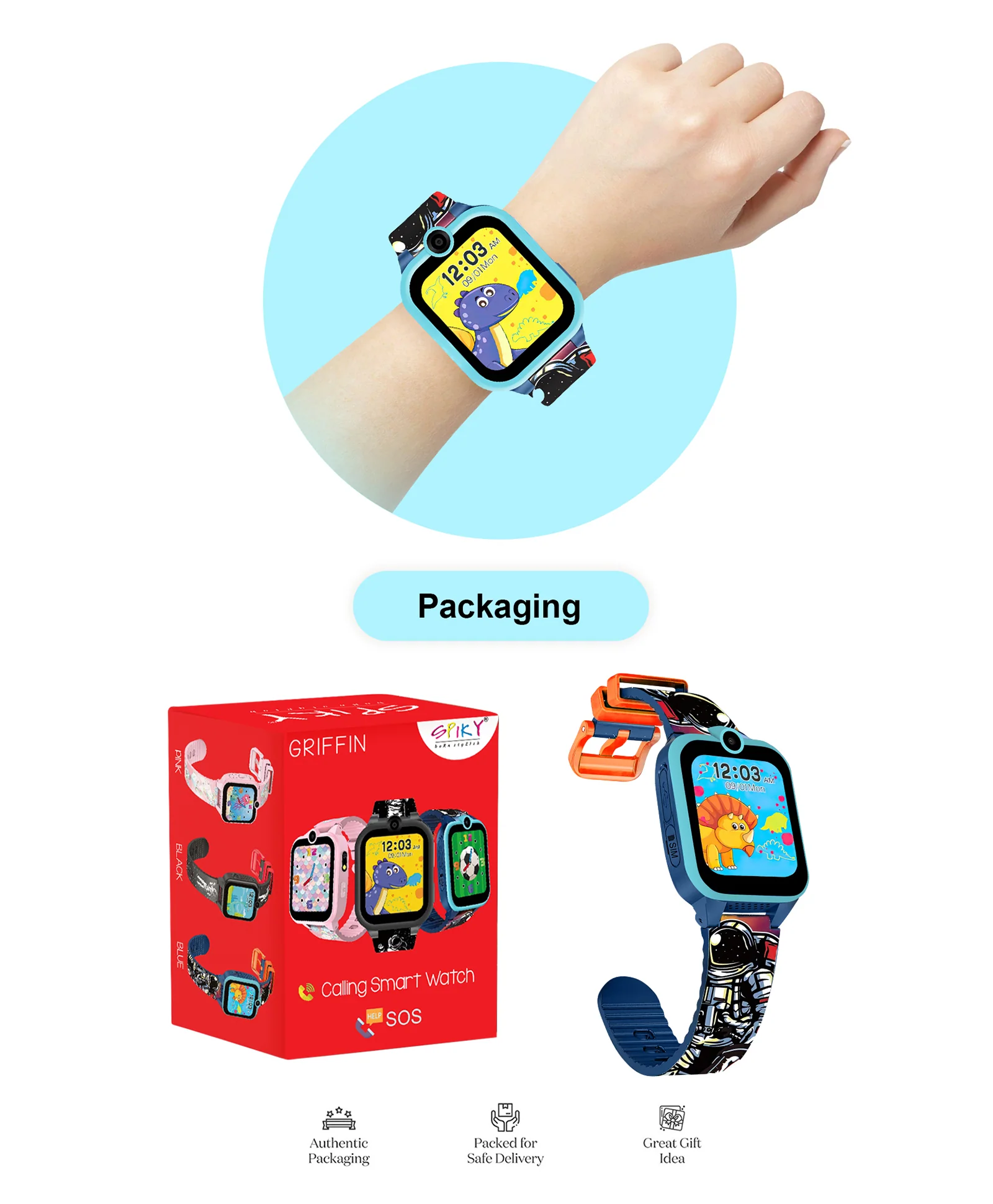 Spiky Griffin Calling Feature Loaded Smartwatch - Pink - Image 26