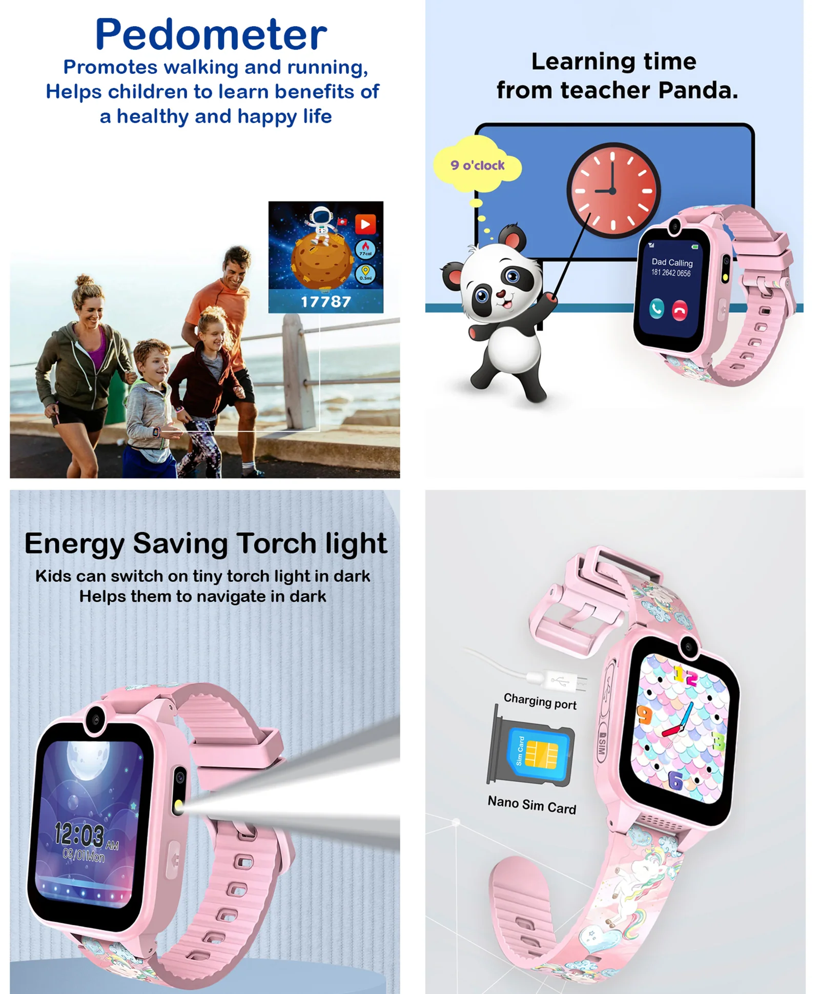Spiky Griffin Calling Feature Loaded Smartwatch - Pink - Image 9