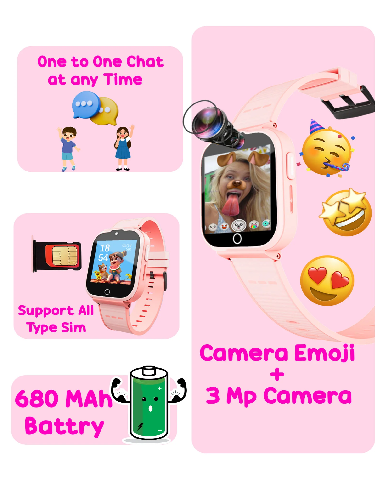 Spiky Cyclops 4g Voice Calling Kids Smartwatch - Image 25