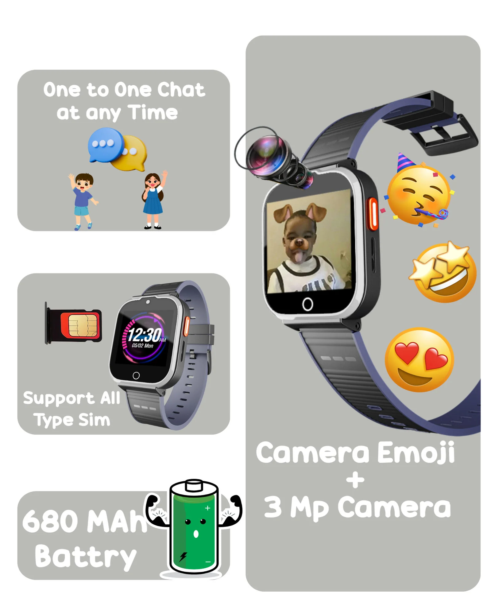 Spiky Cyclops 4g Voice Calling Kids Smartwatch - Image 9