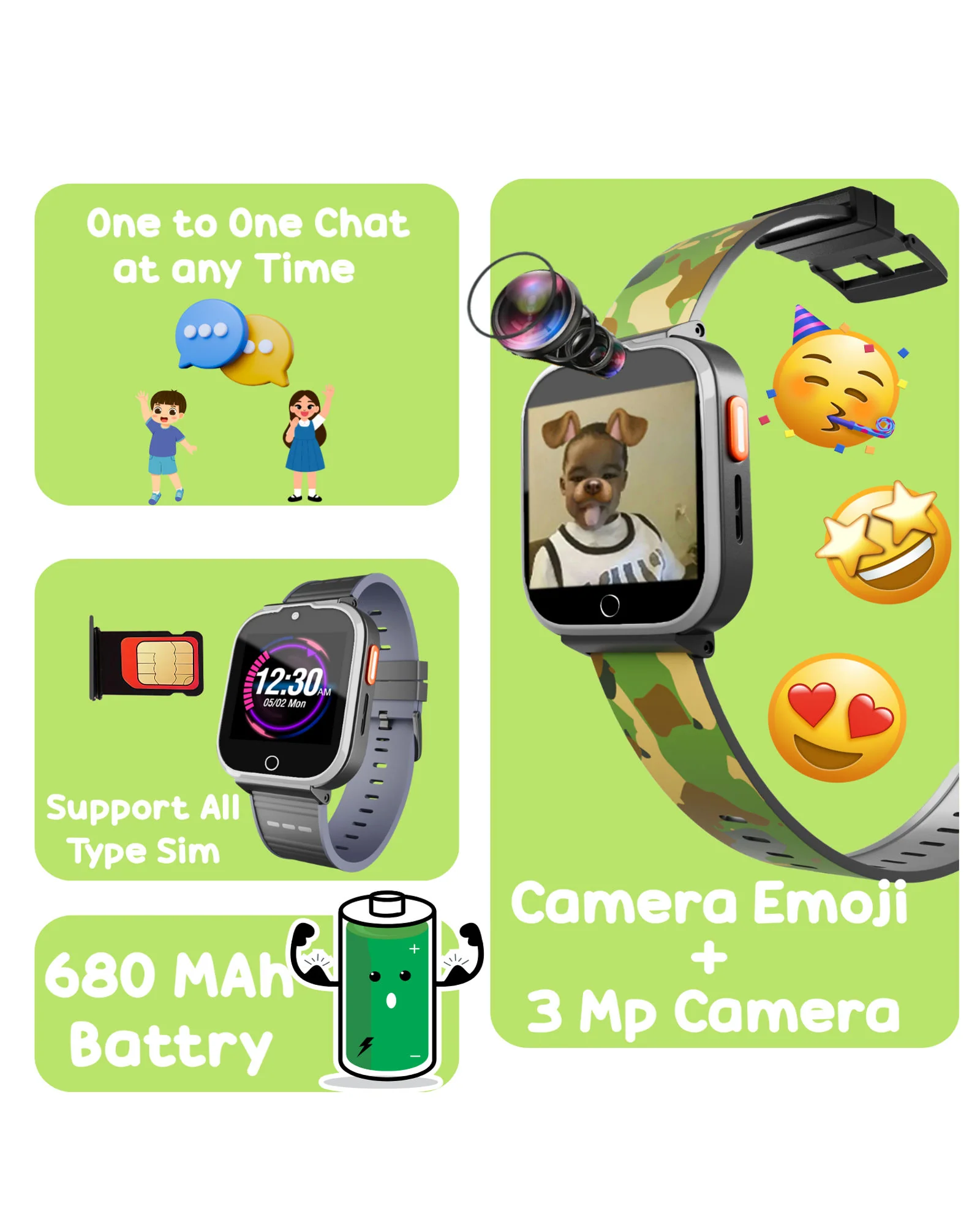 Spiky 4G Cyclops 4g Voice Calling Kids Smartwatch - Image 25