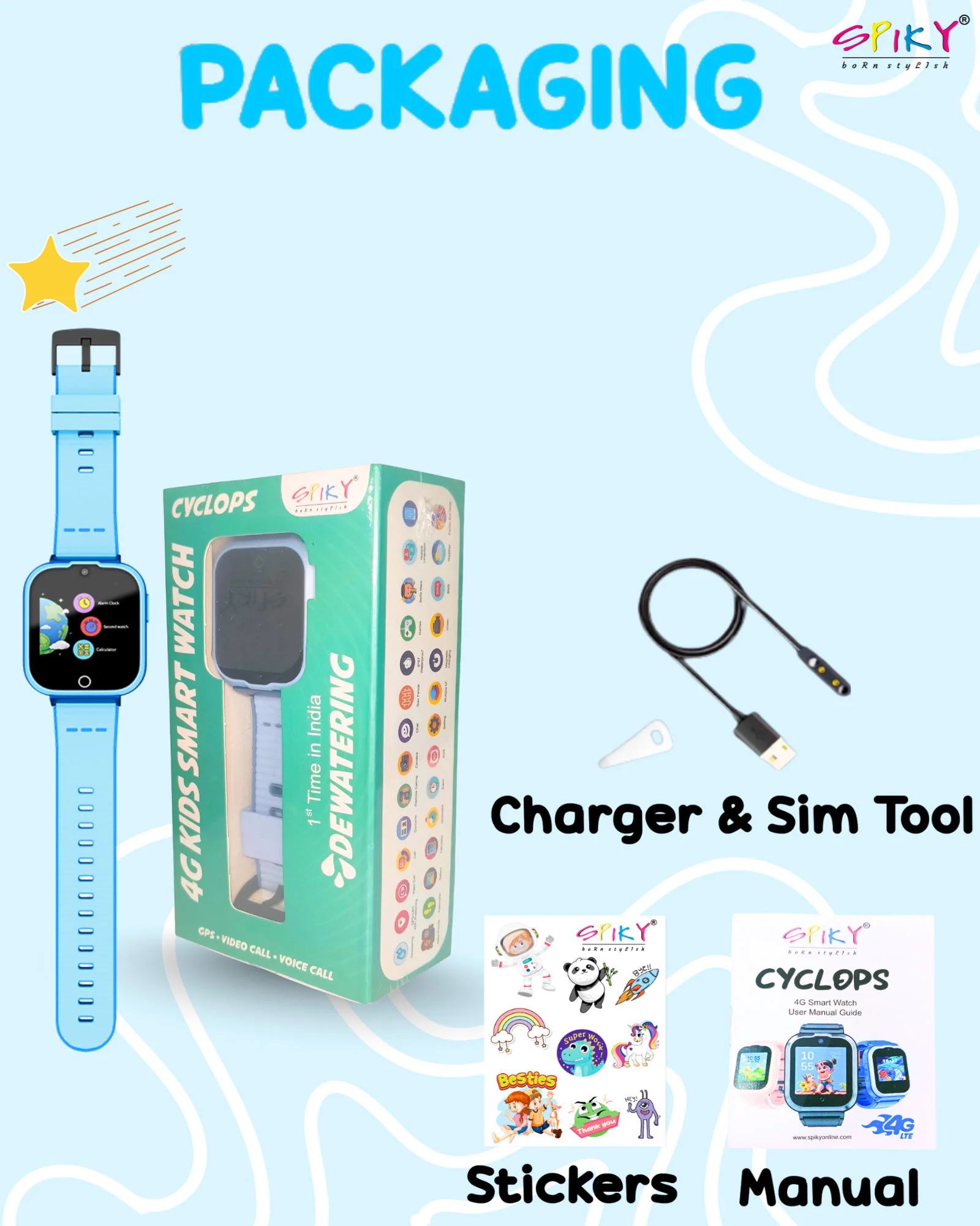 Spiky 4G Cyclops 4g Voice Calling Kids Smartwatch - Image 46