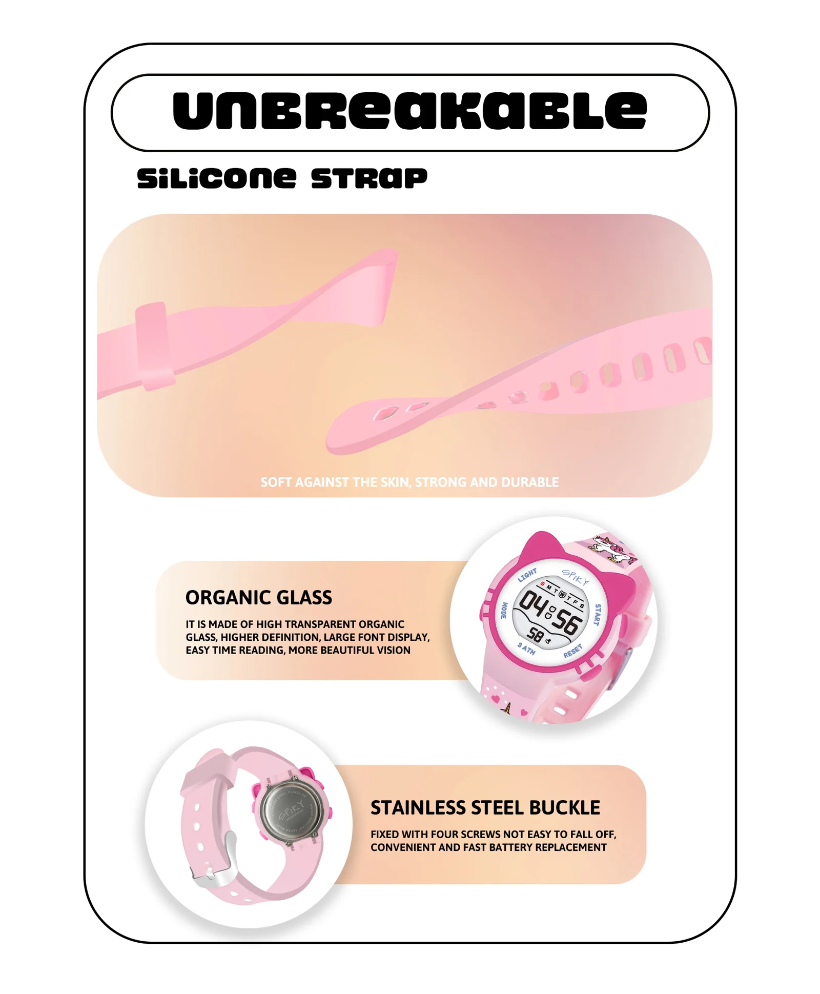 Spiky Eva17 Round Cat Shaped Digital Watch - Image 21