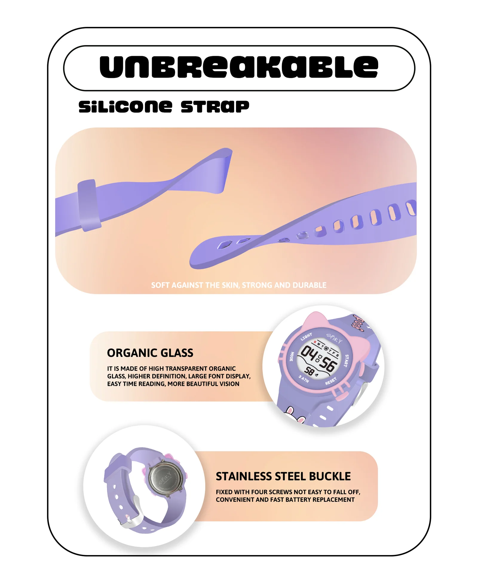 Spiky Eva17 Round Cat Shaped Digital Watch - Image 9