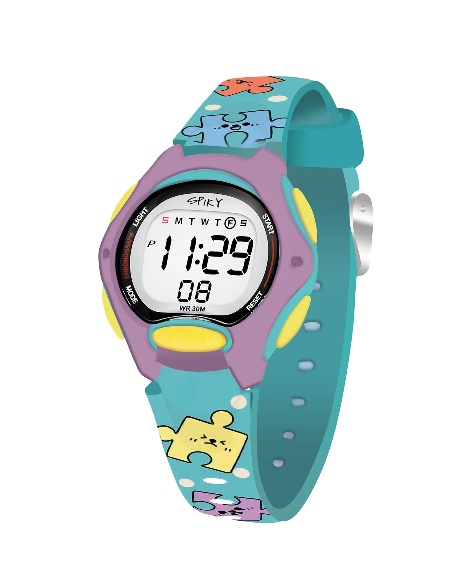 Spiky Eva18 Printed Strap Round Sports Digital Watch - Image 13
