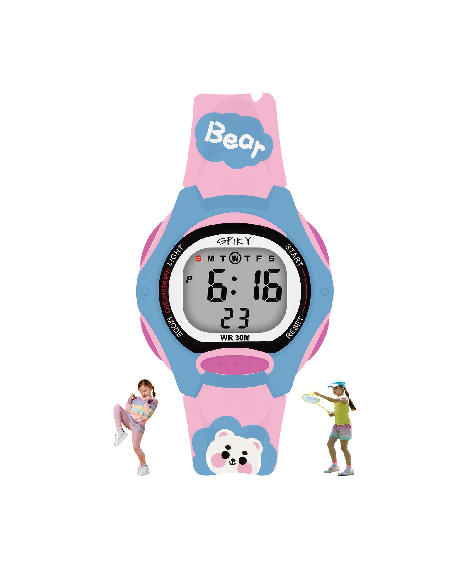 Spiky Eva18 Printed Strap Round Sports Digital Watch - Image 26