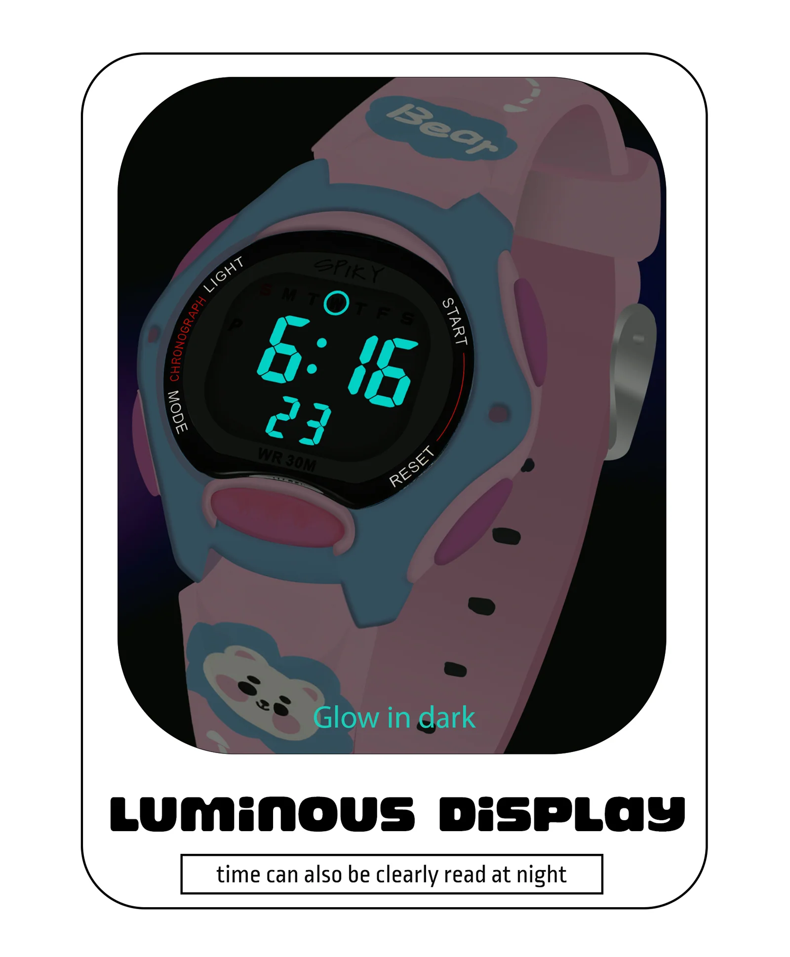 Spiky Eva18 Printed Strap Round Sports Digital Watch - Image 27