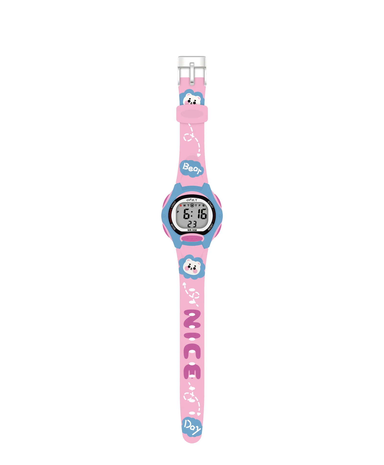 Spiky Eva18 Printed Strap Round Sports Digital Watch - Image 32