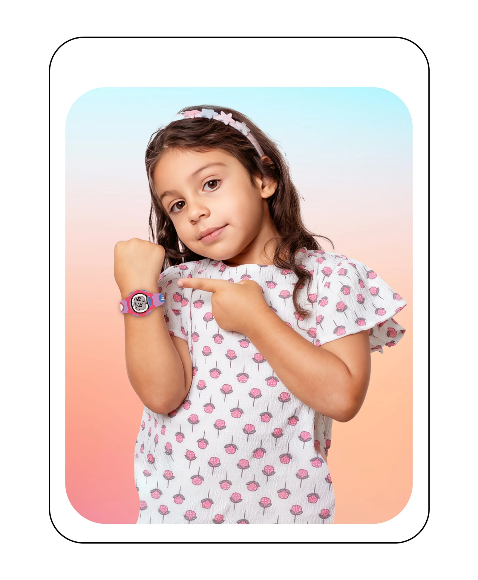 Spiky Eva18 Printed Strap Round Sports Digital Watch - Image 41