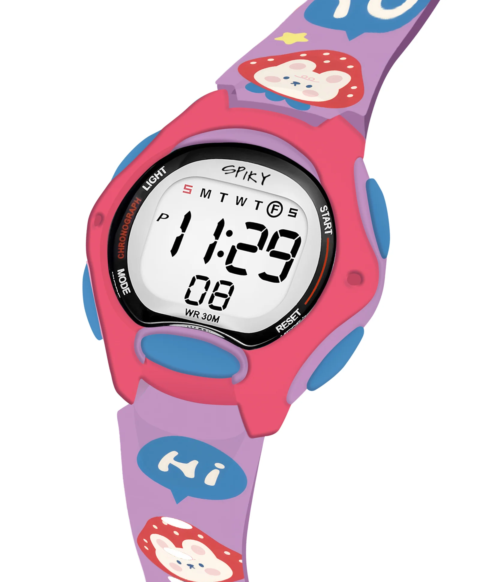 Spiky Eva18 Printed Strap Round Sports Digital Watch - Image 46