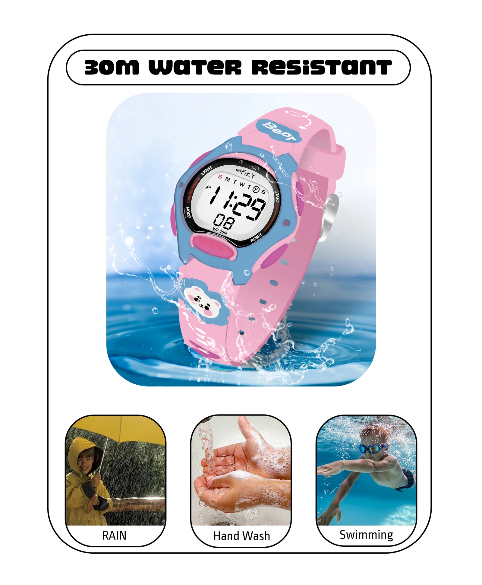 Spiky Eva18 Printed Strap Round Sports Digital Watch - Image 18