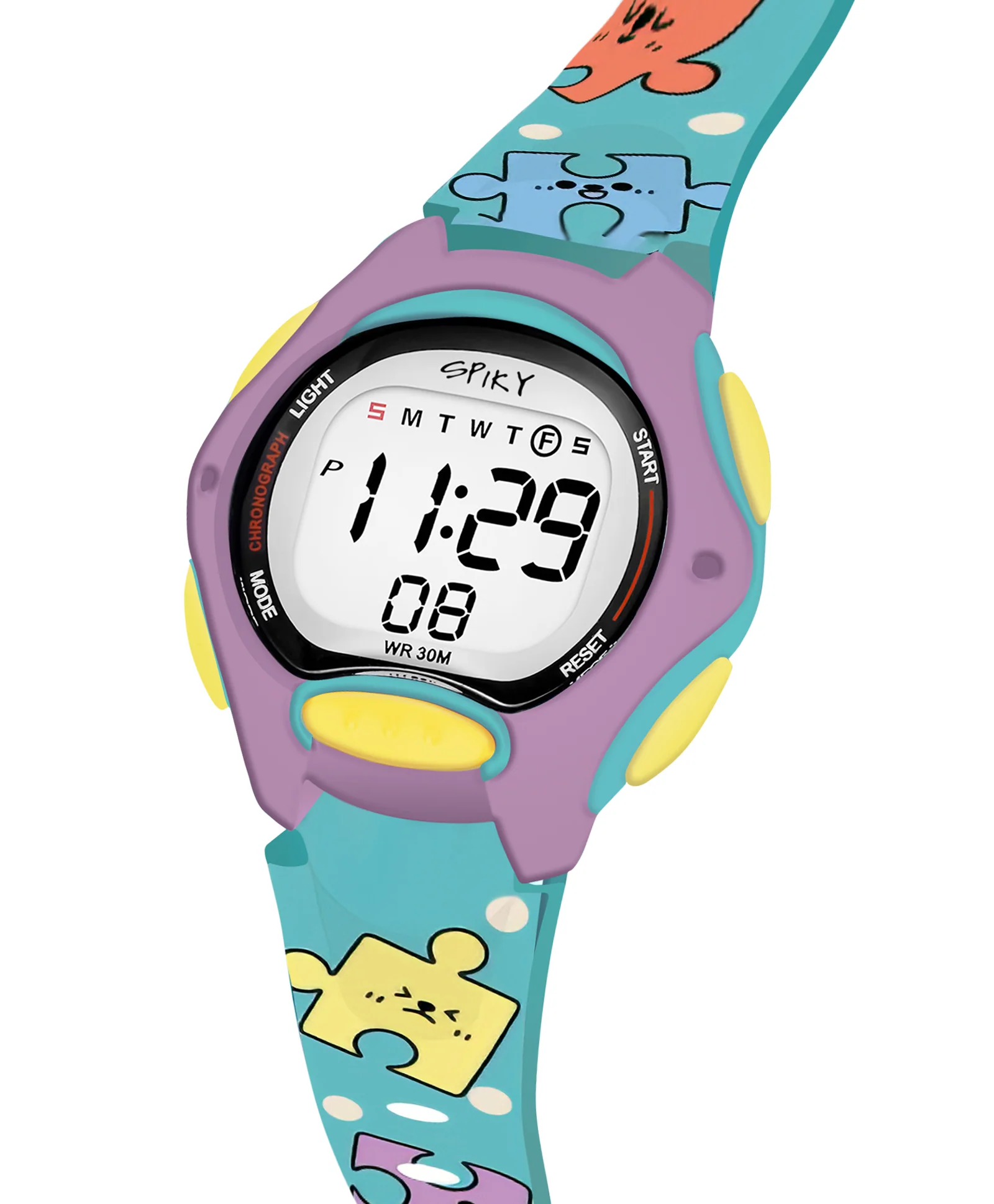 Spiky Eva18 Printed Strap Round Sports Digital Watch - Image 34