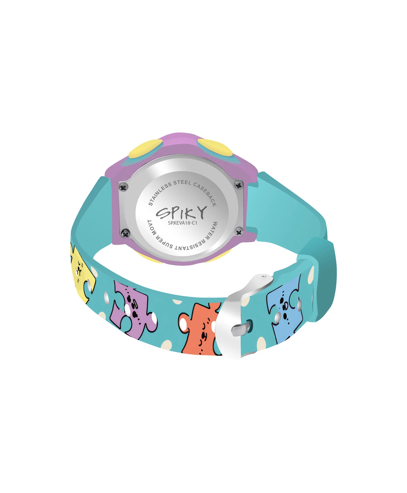 Spiky Eva18 Printed Strap Round Sports Digital Watch - Image 35