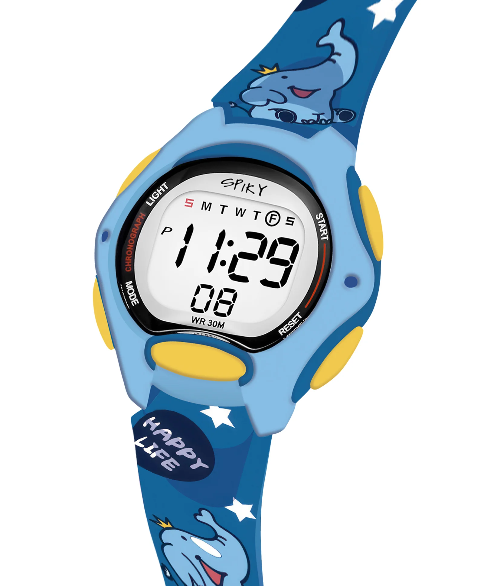 Spiky Eva18 Printed Strap Round Sports Digital Watch - Image 46