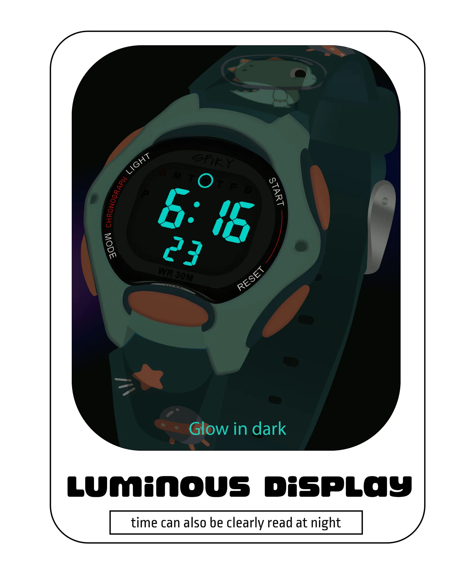 Spiky Eva18 Printed Strap Round Sports Digital Watch - Image 51