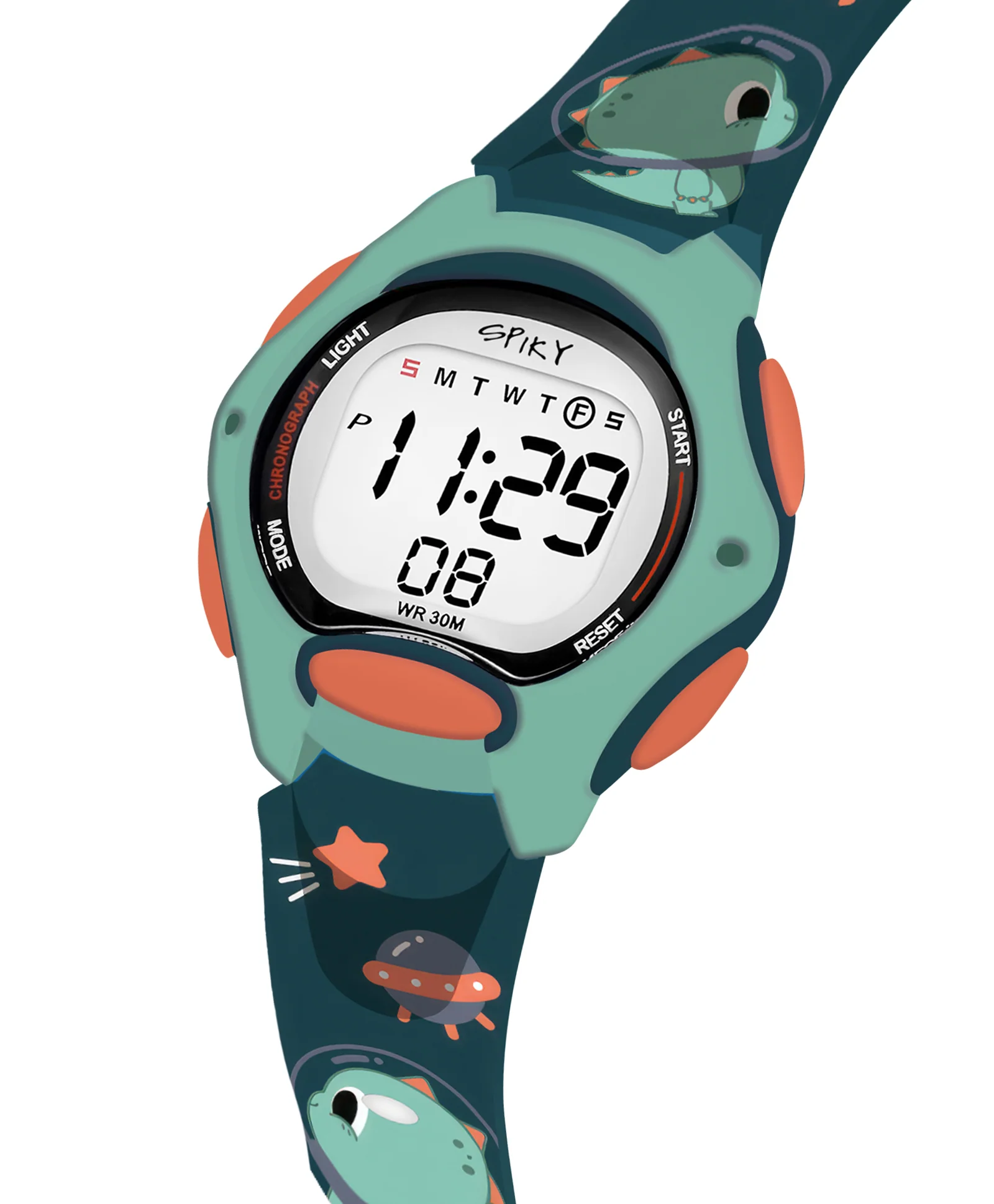Spiky Eva18 Printed Strap Round Sports Digital Watch - Image 58