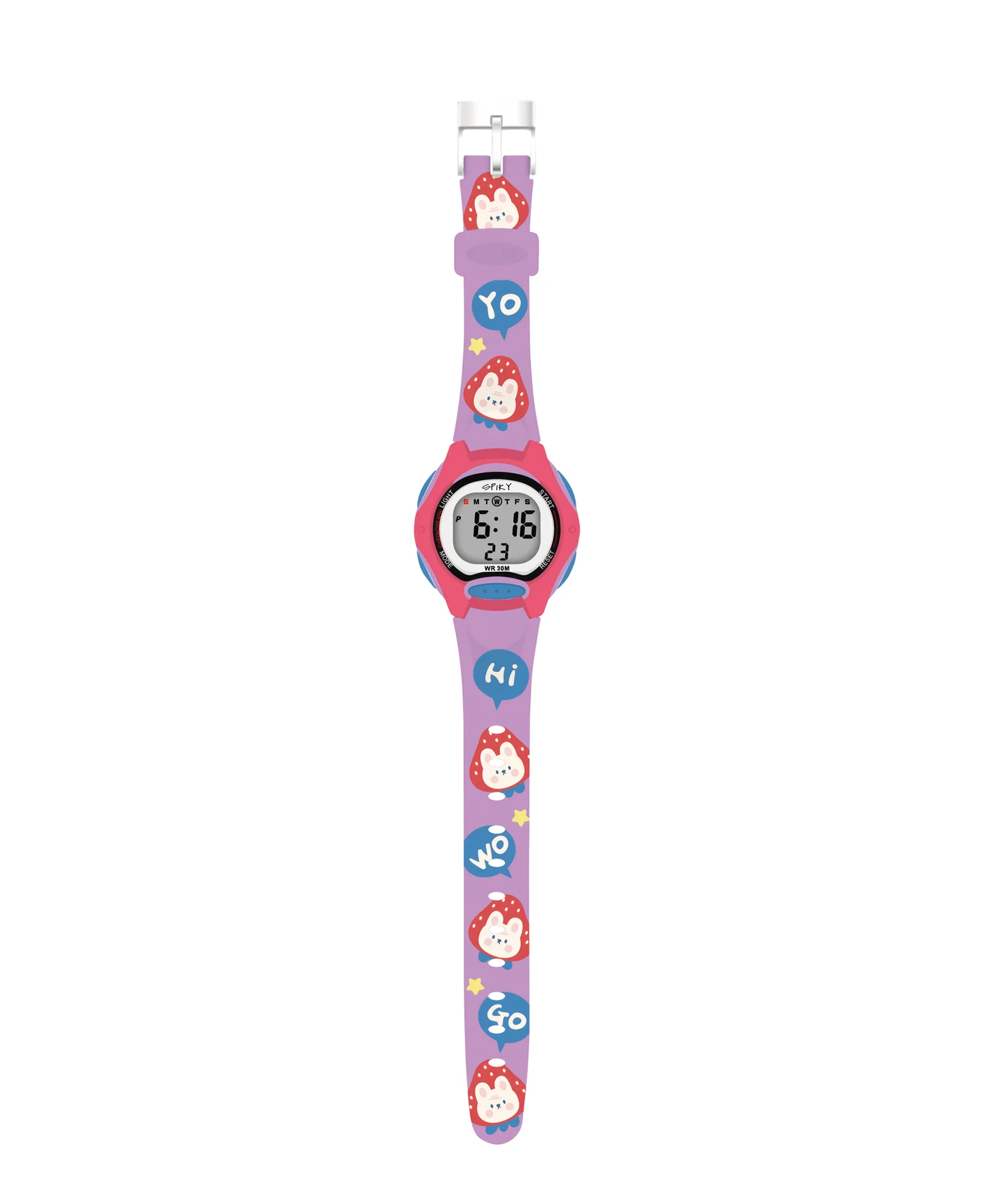 Spiky Eva18 Printed Strap Round Sports Digital Watch - Image 8
