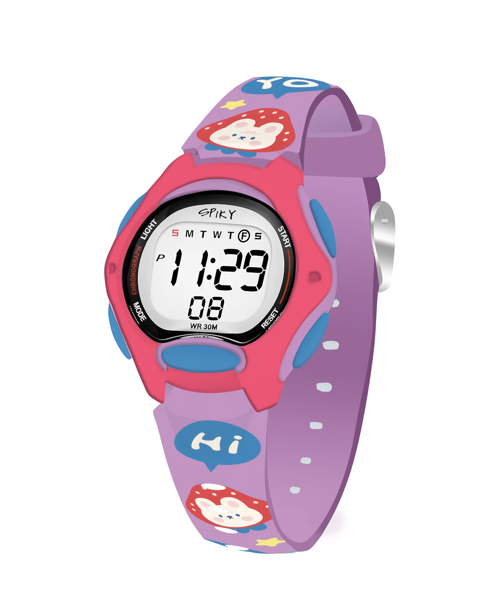 Spiky Eva18 Printed Strap Round Sports Digital Watch - Image 25