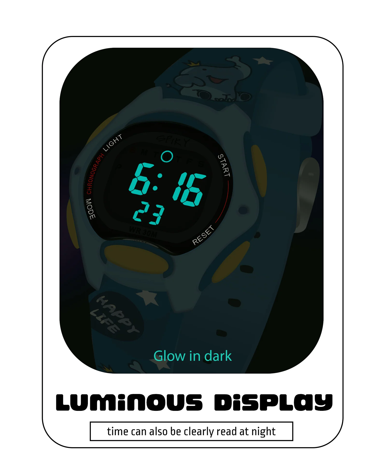 Spiky Eva18 Printed Strap Round Sports Digital Watch - Image 39