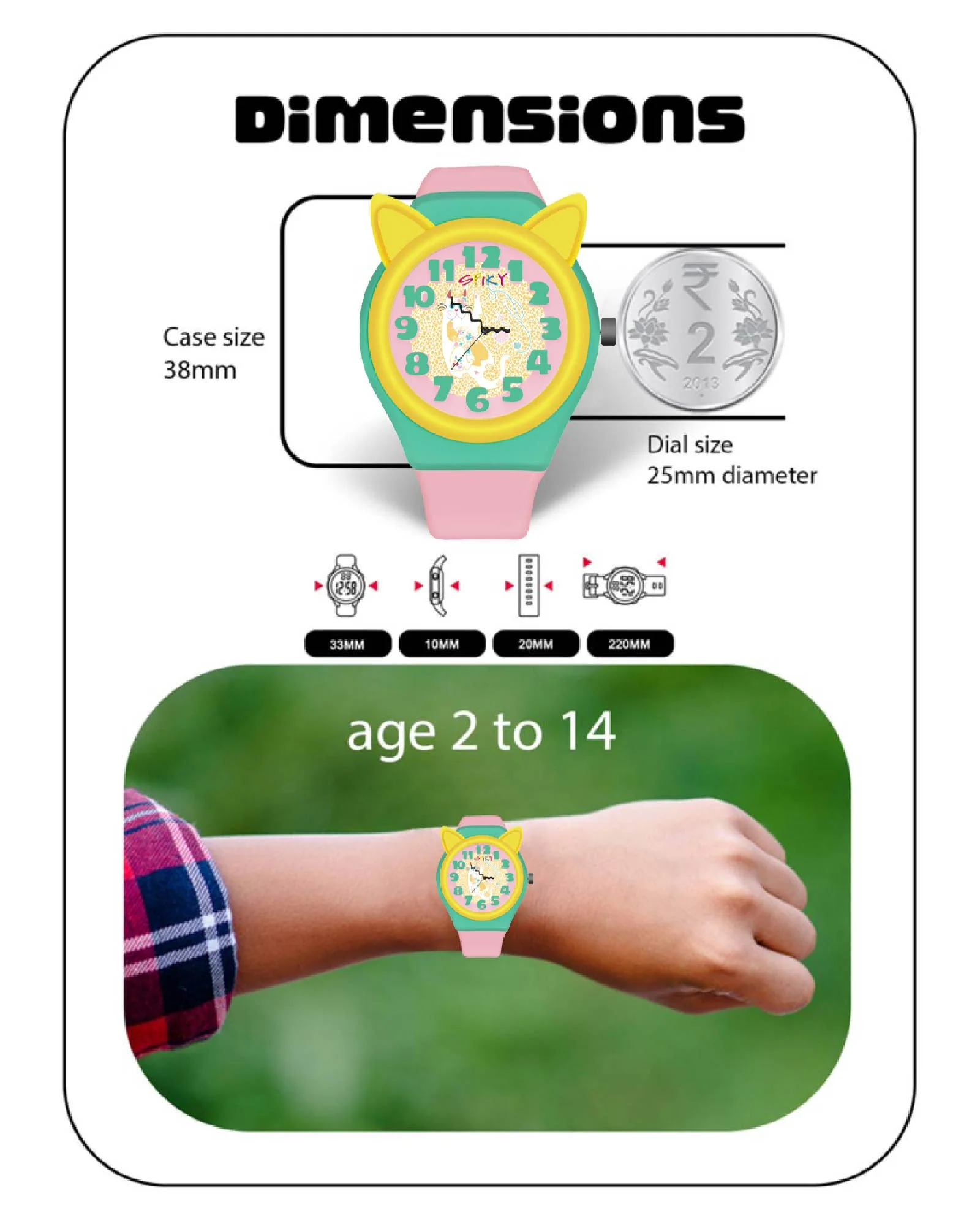 Spiky Fun & Cute Design Analog Kids Watch EVA35 - Image 30
