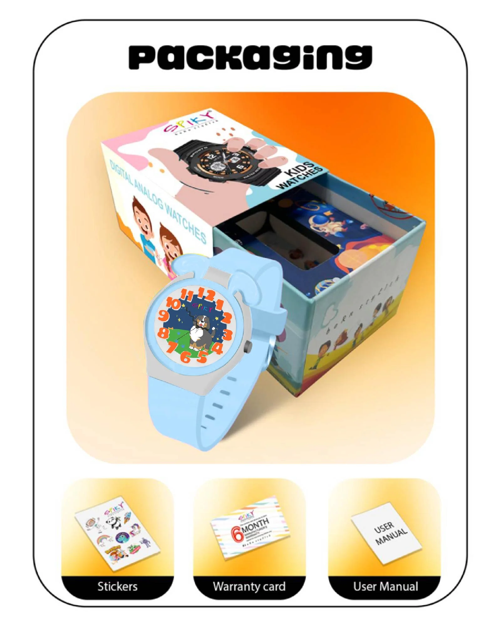 Spiky Fun & Cute Design Analog Kids Watch EVA35 - Image 54