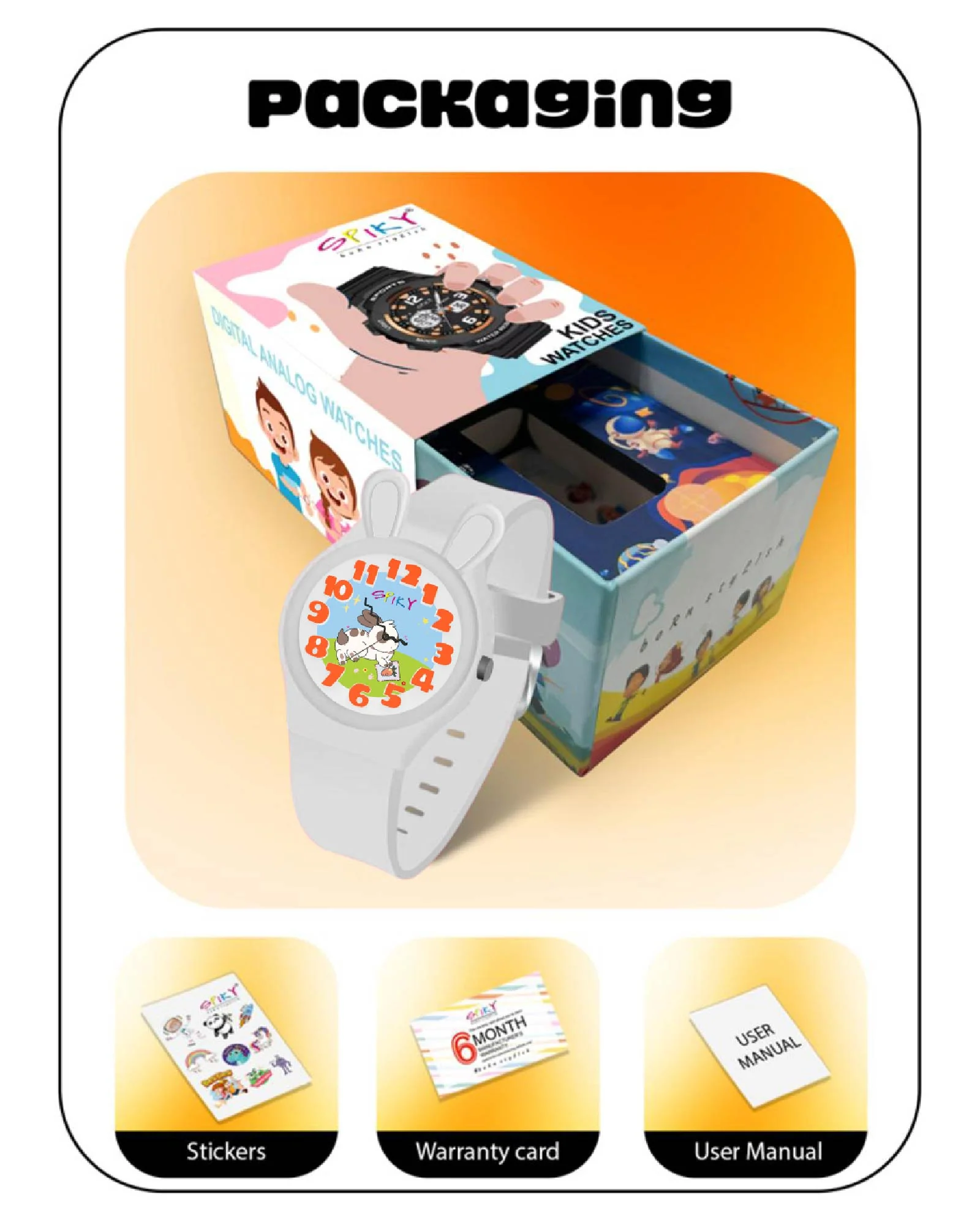 Spiky Fun & Cute Design Analog Kids Watch EVA35 - Image 9