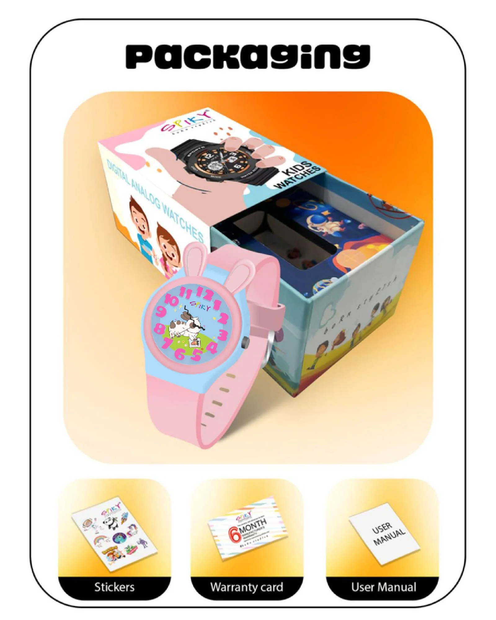 Spiky Fun & Cute Design Analog Kids Watch EVA35 - Image 28