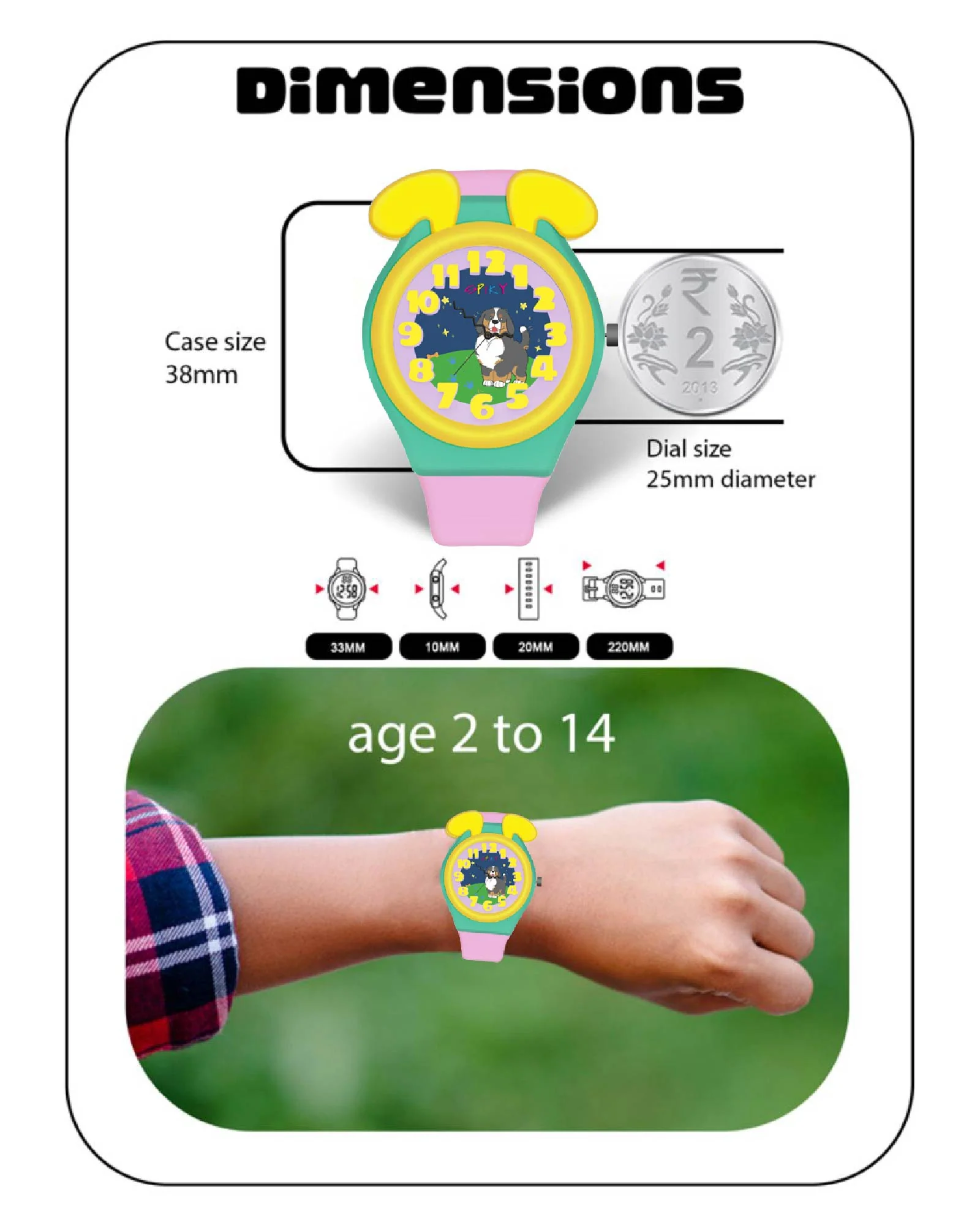 Spiky Fun & Cute Design Analog Kids Watch EVA35 - Image 3