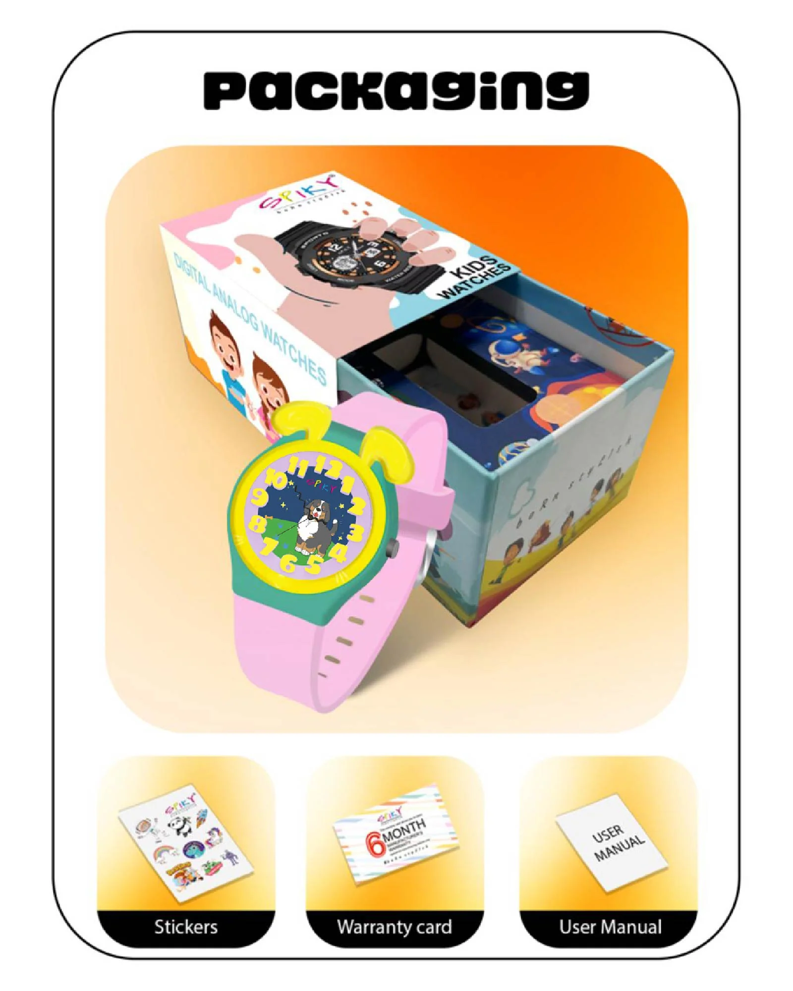 Spiky Fun & Cute Design Analog Kids Watch EVA35 - Image 9