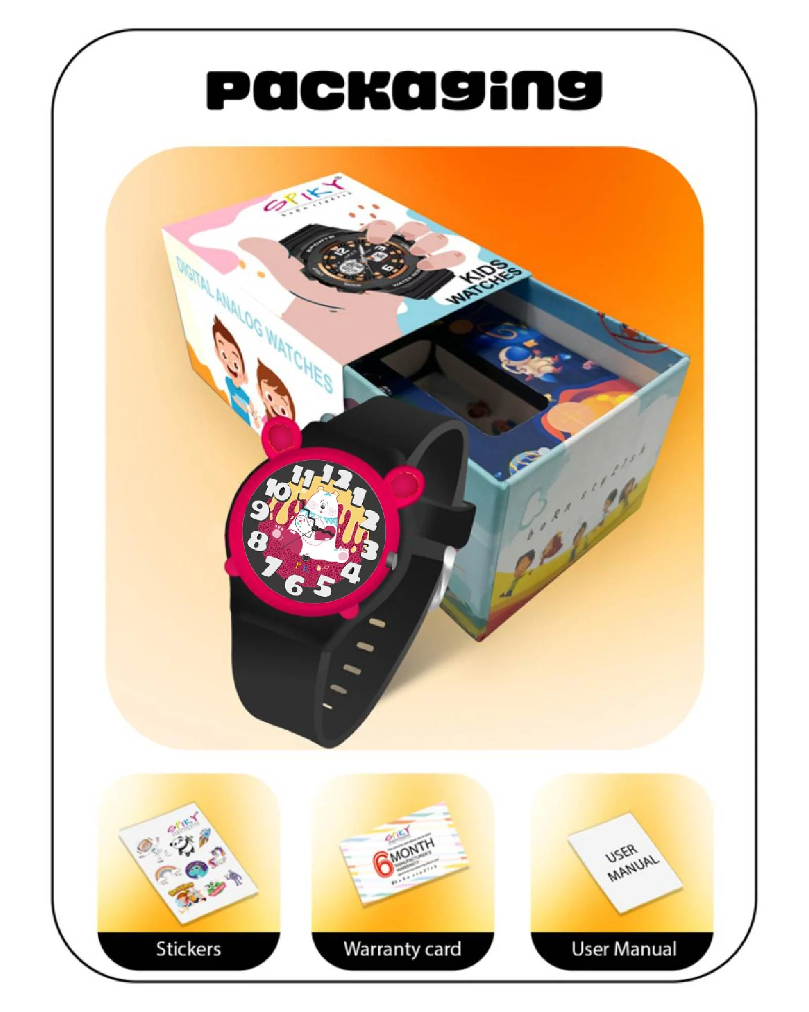 Spiky Fun & Cute Design Analog Kids Watch EVA35 - Image 46