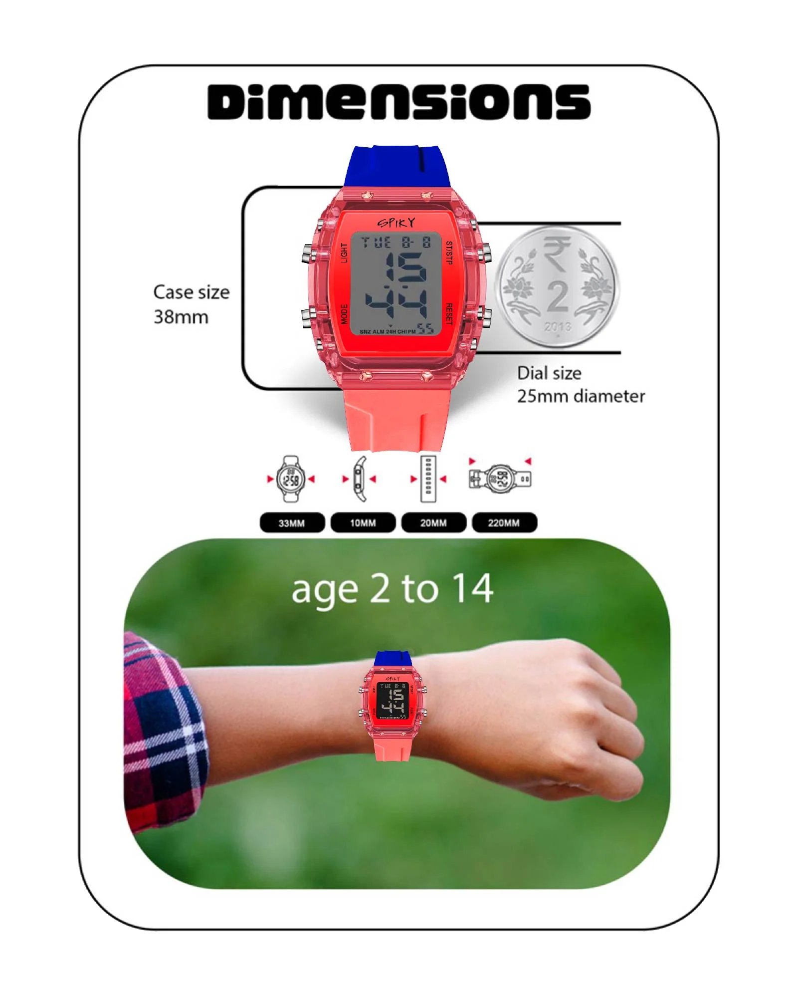 Spiky Digital Sports Watch for Kids EVA36 - Image 25