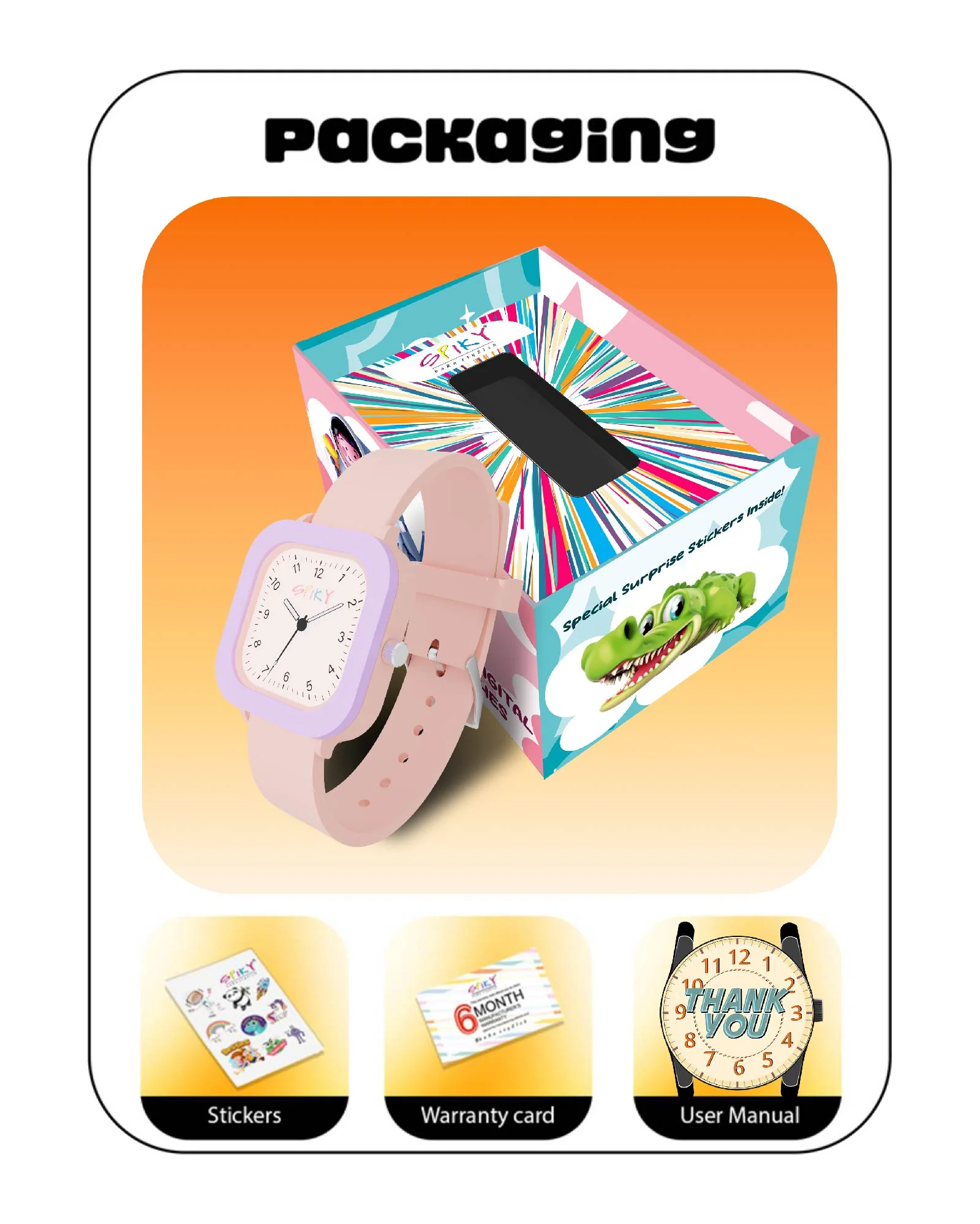 Spiky Square Stylish Analog Watch for Kids EVA37 - Image 10