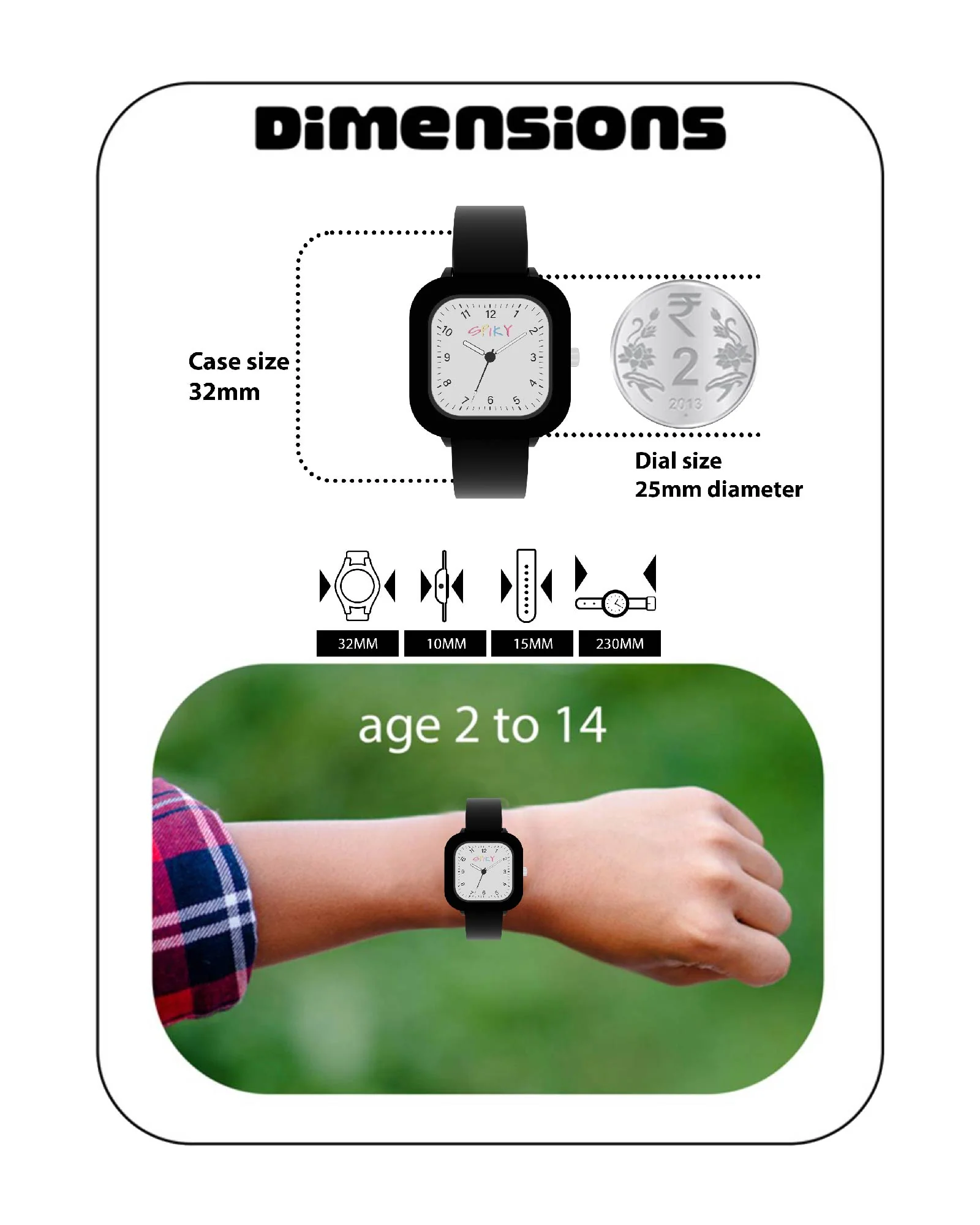 Spiky Square Stylish Analog Watch for Kids EVA37 - Image 13