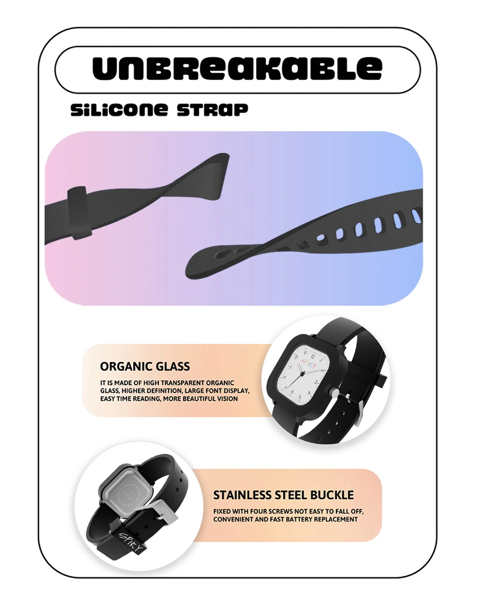 Spiky Square Stylish Analog Watch for Kids EVA37 - Image 17