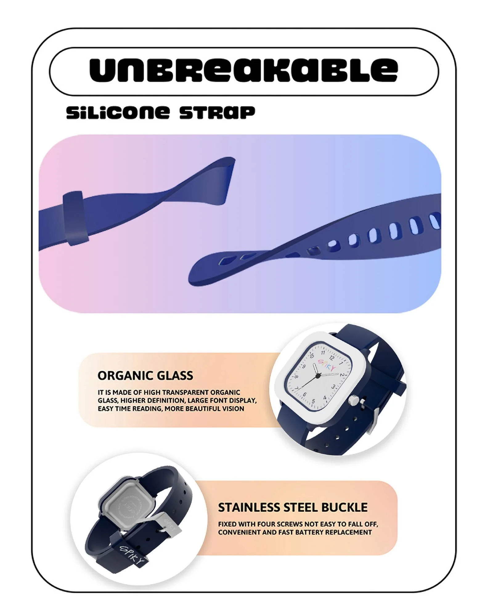 Spiky Square Stylish Analog Watch for Kids EVA37 - Image 27