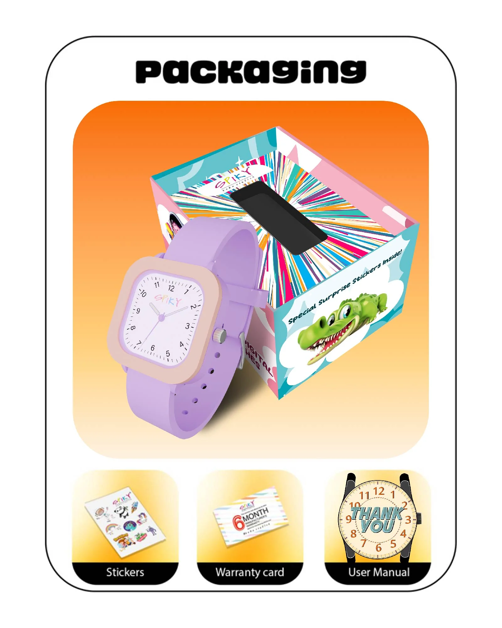 Spiky Square Stylish Analog Watch for Kids EVA37 - Image 10