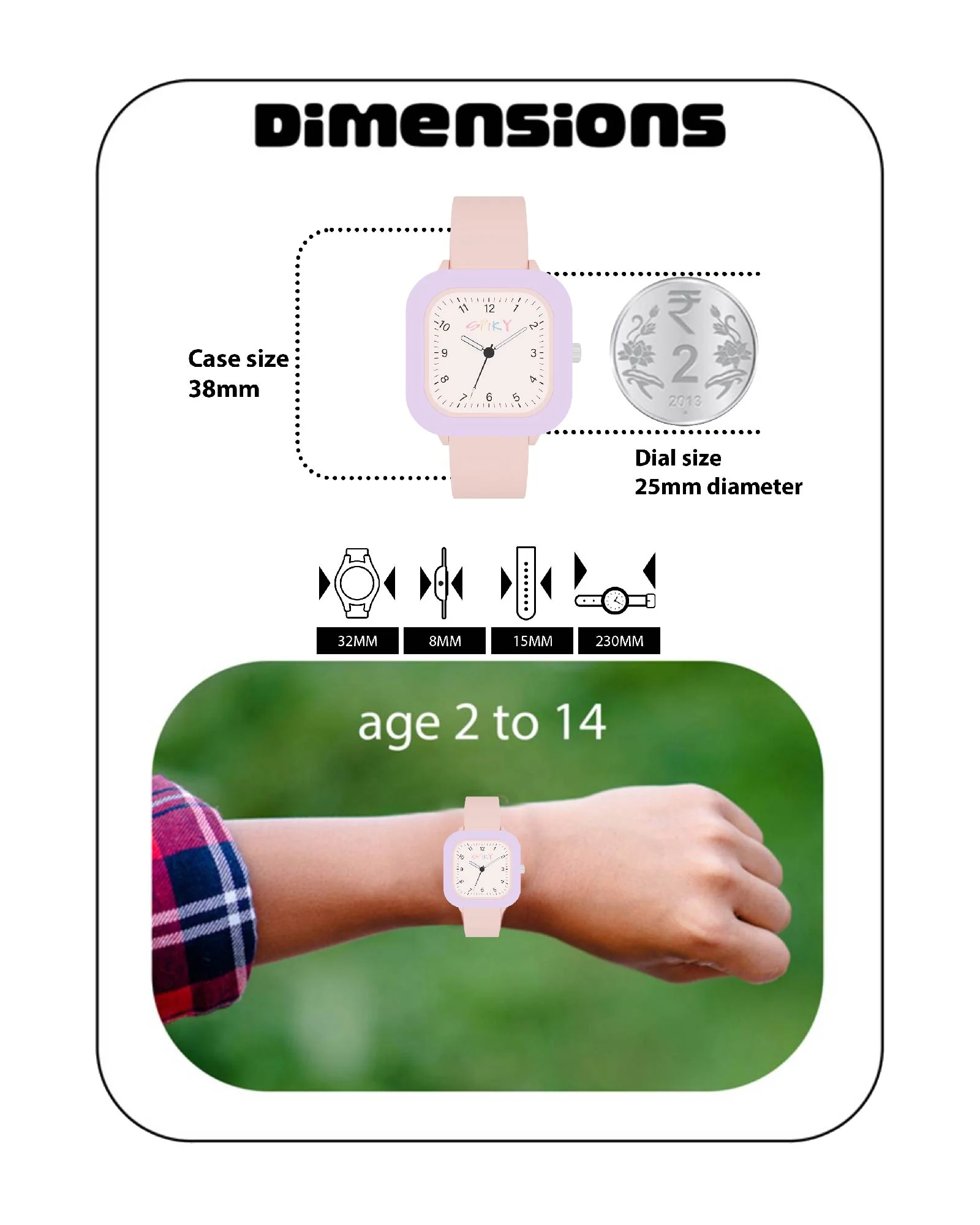 Spiky Square Stylish Analog Watch for Kids EVA37 - Image 13