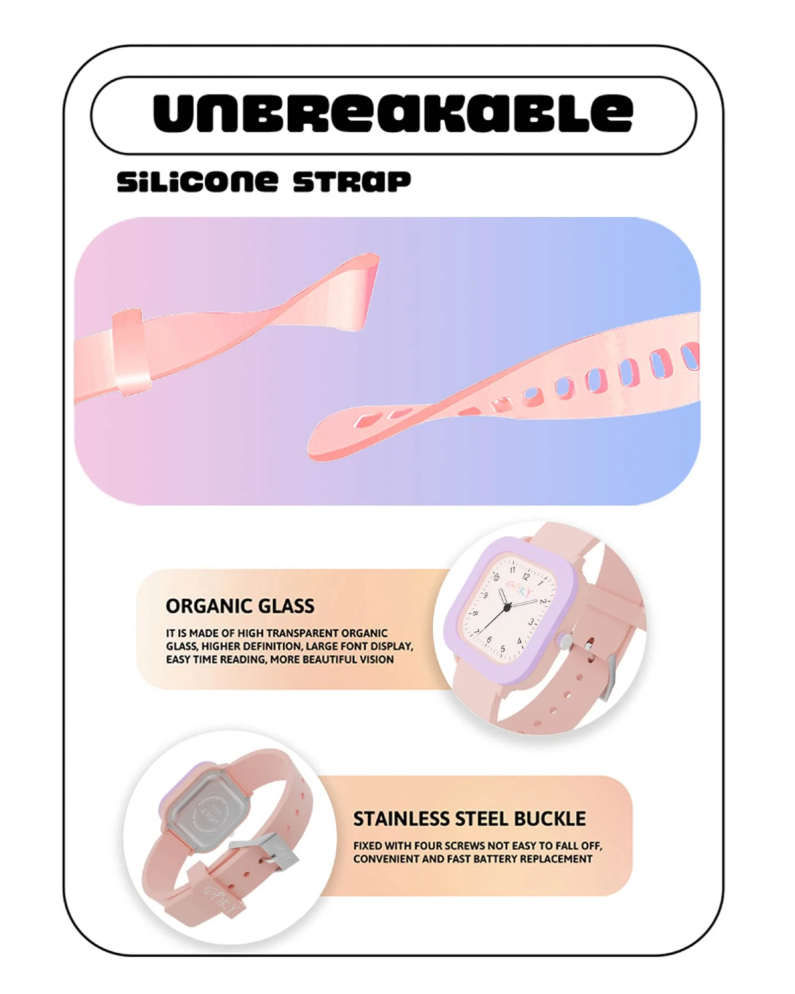 Spiky Square Stylish Analog Watch for Kids EVA37 - Image 17