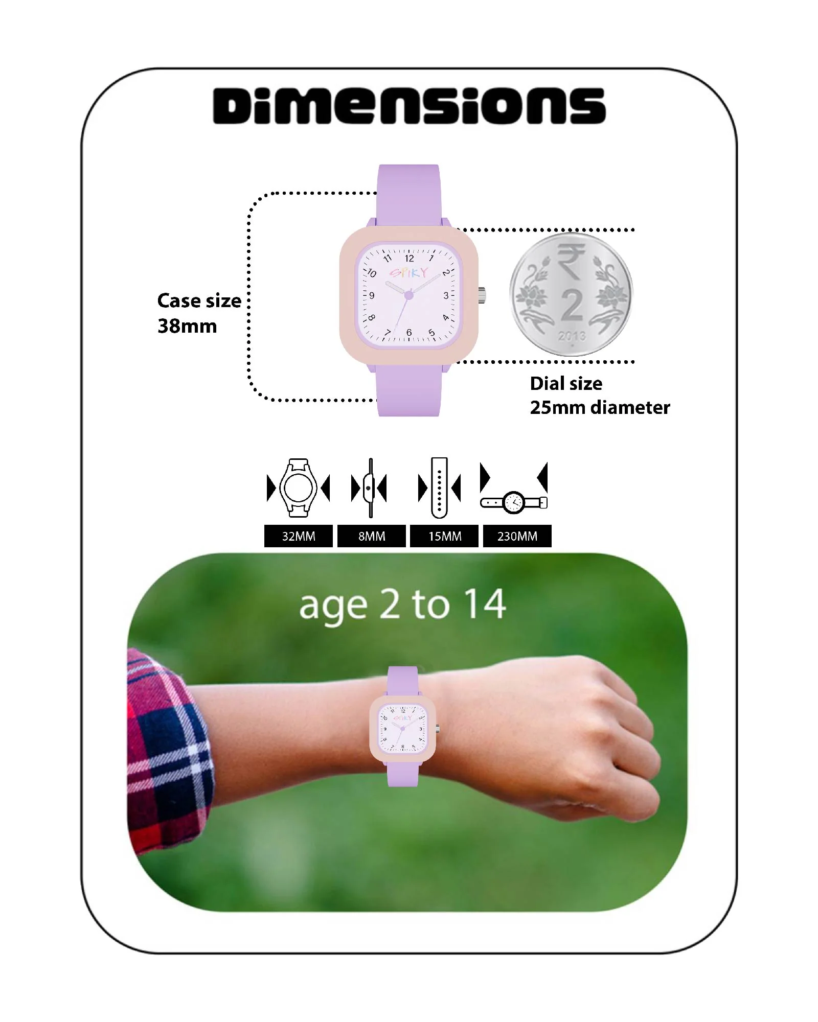 Spiky Square Stylish Analog Watch for Kids EVA37 - Image 3