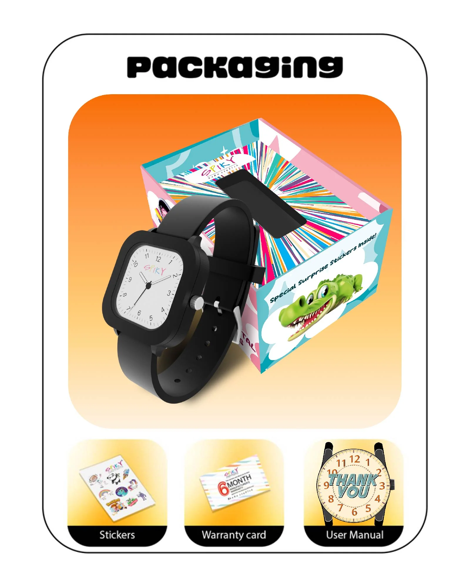 Spiky Square Stylish Analog Watch for Kids EVA37 - Image 30