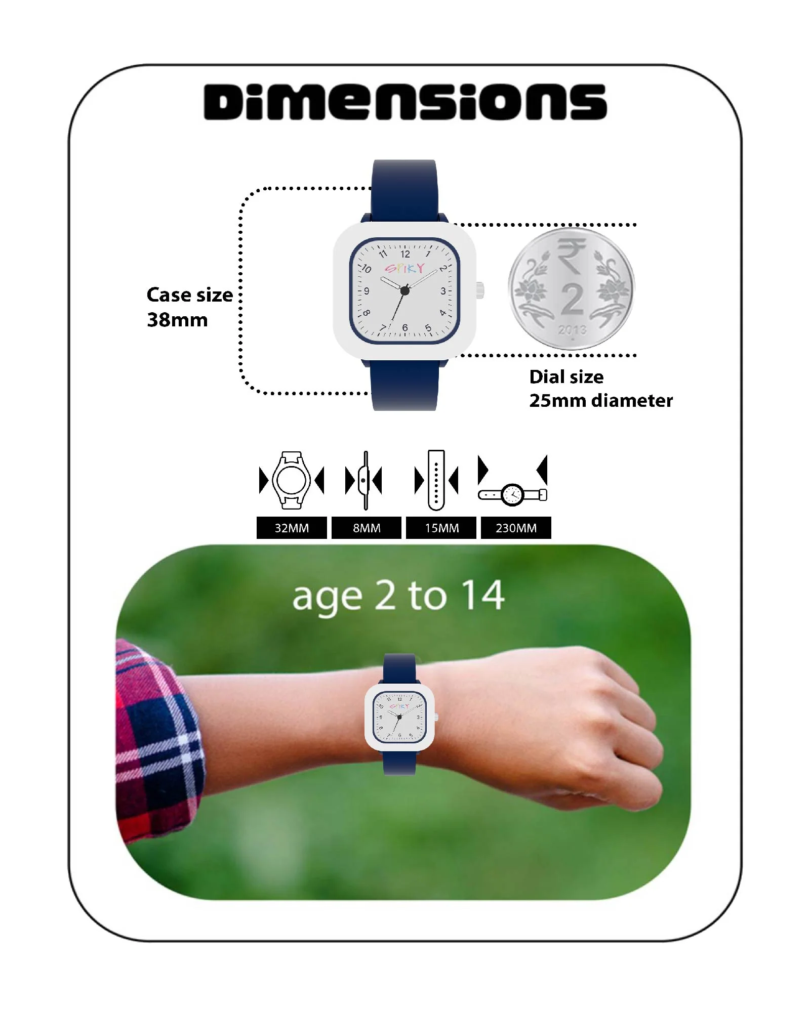 Spiky Square Stylish Analog Watch for Kids EVA37 - Image 33
