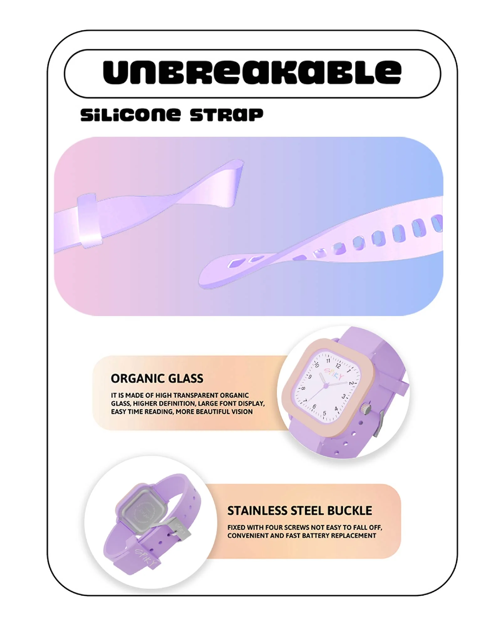 Spiky Square Stylish Analog Watch for Kids EVA37 - Image 7