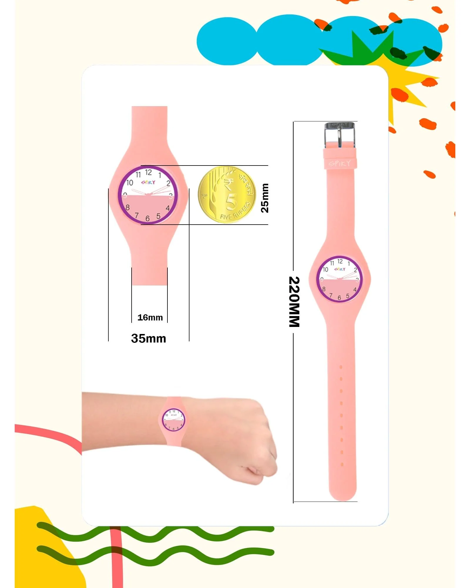 Spiky Round Casual Analog Kids Watch EVA39 - Image 9